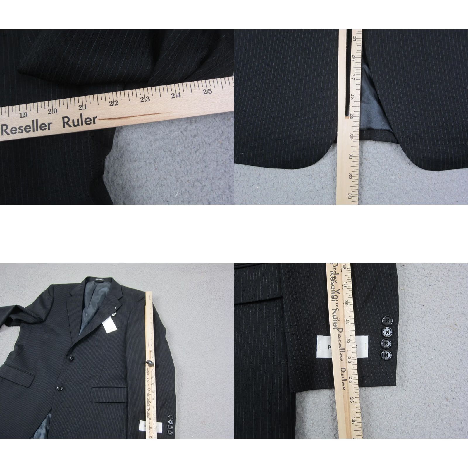 Pierre Cardin Pierre Cardin Blazer Jacket Mens 42S Black Striped Wool Regular Jacket Coat Men Black Striped Wool Blazer 90s Mens Size 42R - 8 Thumbnail