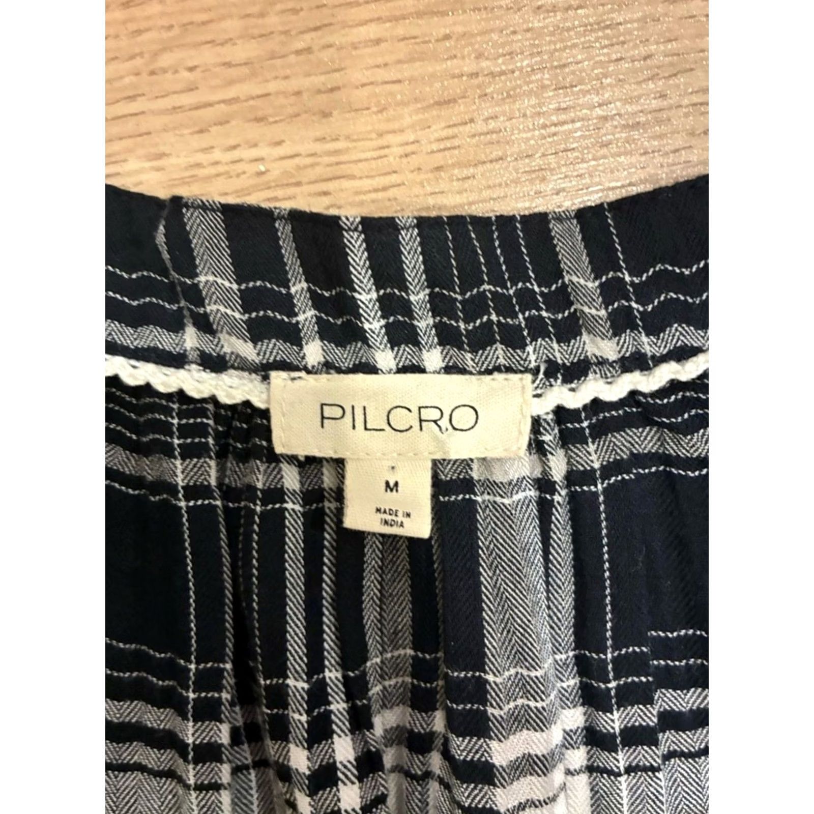 Vintage VINTAGE Pilcro x Anthropologie Blouse Long Sleeve Ruffled Plaid Black M Womens Blouse Womens M Black Size M / US 6-8 / IT 42-44 - 4 Thumbnail