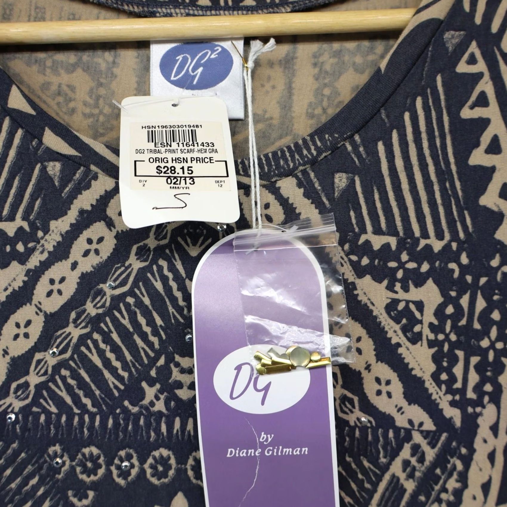 Vintage Diane Gilman Top Womens Tribal Grey Hi-Low Hem S NWT NWT New Beage? Size S / US 4 / IT 40 - 2 Thumbnail