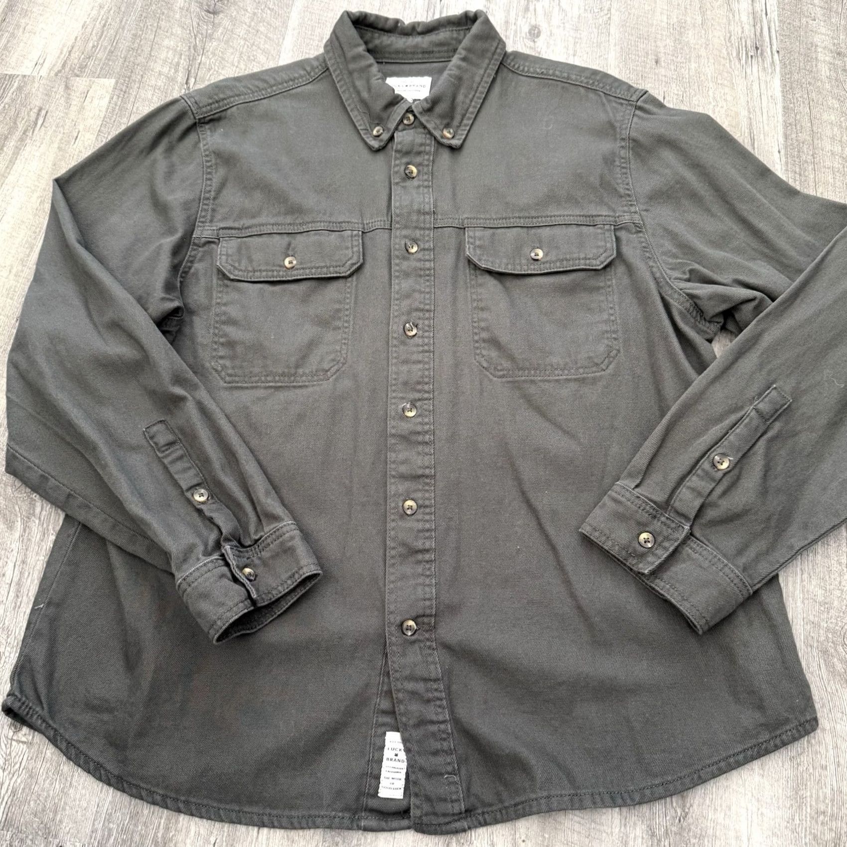 Lucky Brand Lucky Brand Shirt Mens XL Button Up Gray Green Shacket Heavy Pockets Size US XL / EU 56 / 4 - 7 Thumbnail