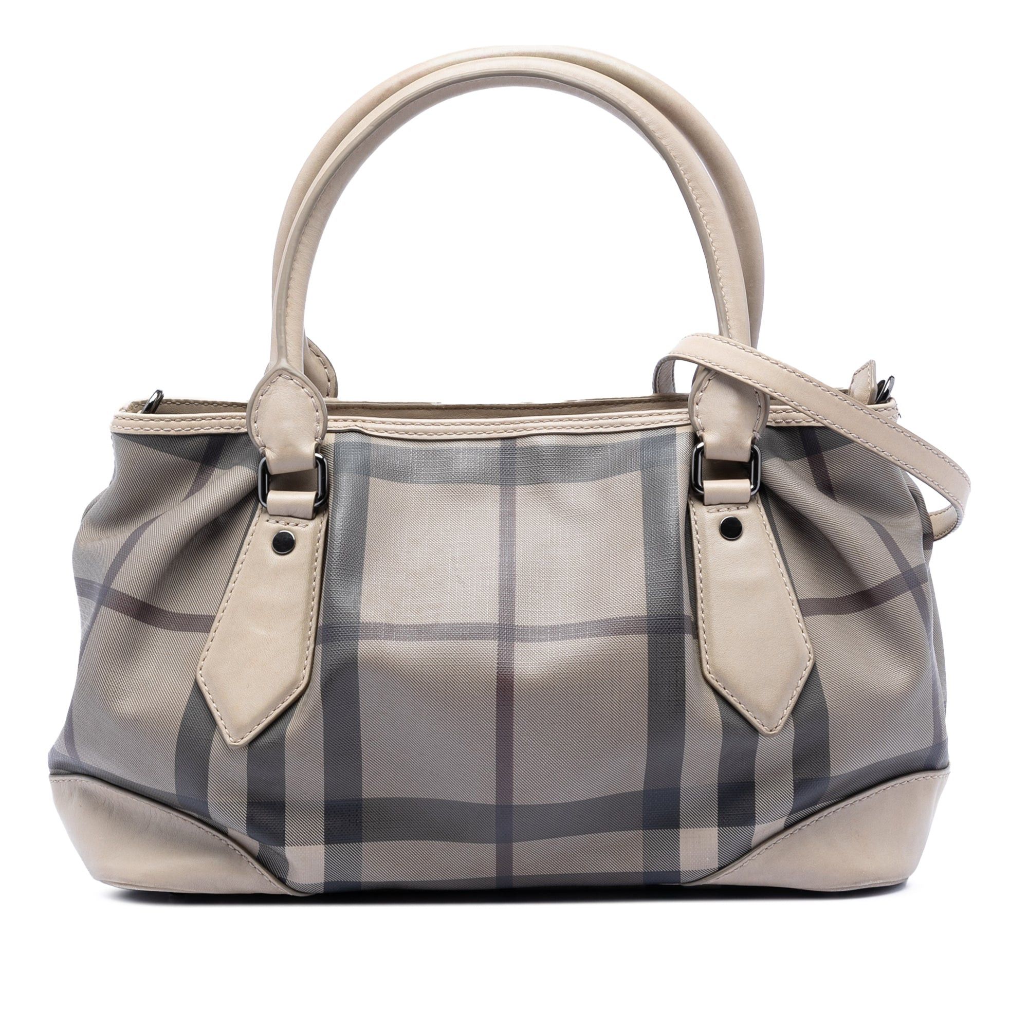 Burberry Smoke Check Coated Canvas Heathcliff Satchel Size ONE SIZE - 1 Thumbnail