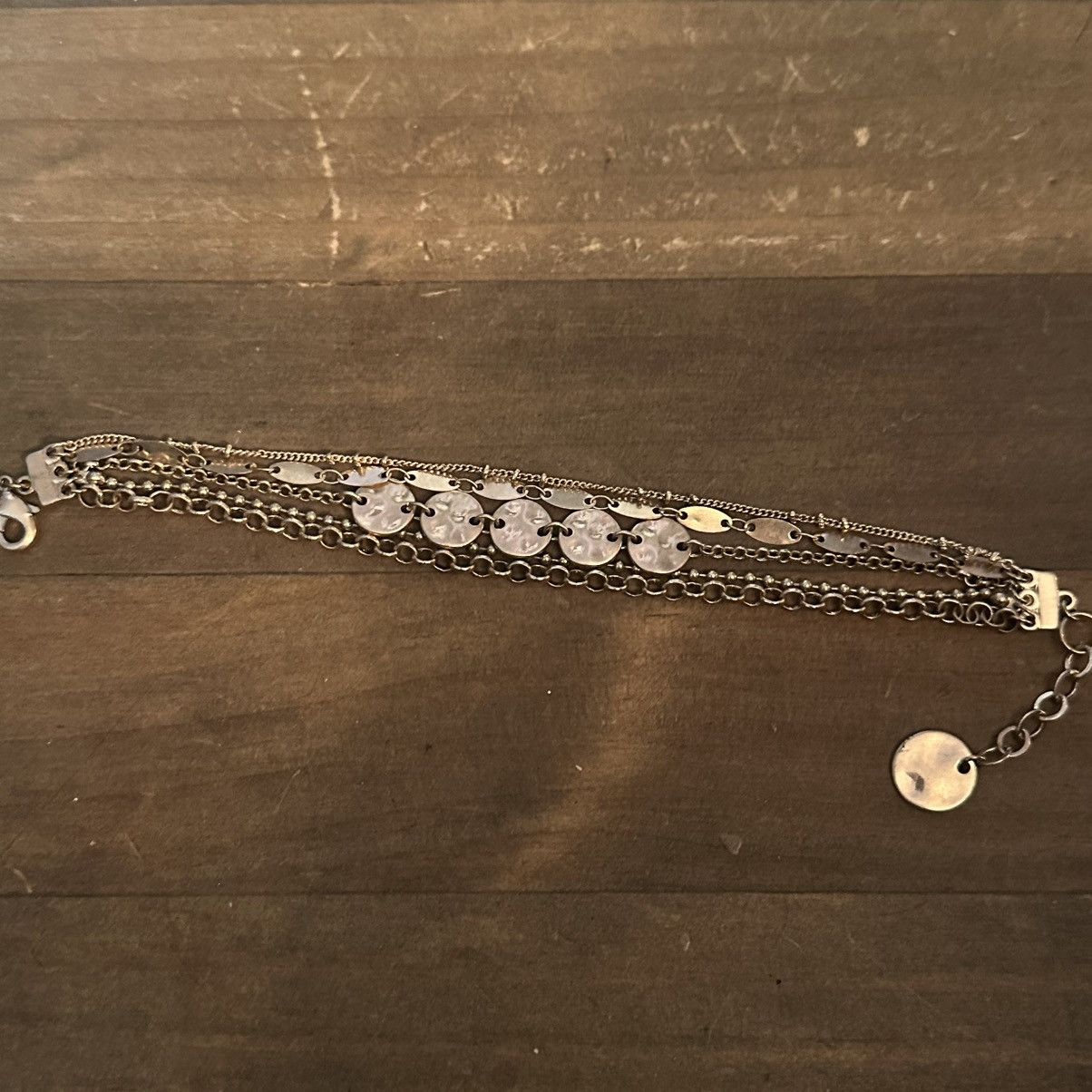 Other Gold tone multi strand hammered disc charm bracelet Size ONE SIZE - 2 Thumbnail