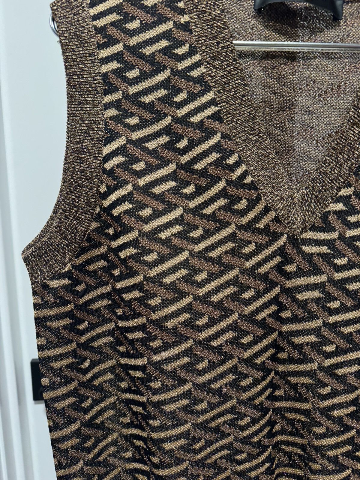 Versace Versace Black & Gold Jacquard Metallic Monogram Vest Size US S / EU 44-46 / 1 - 4 Thumbnail