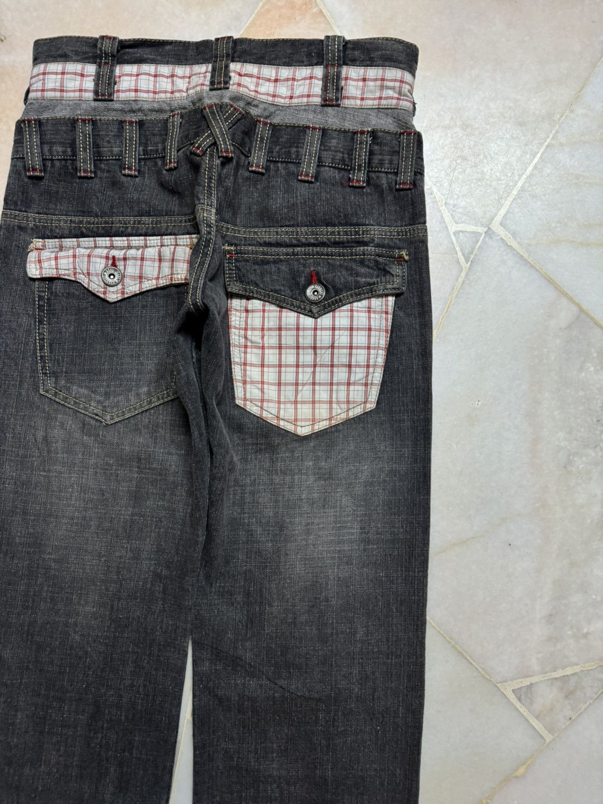 14th Addiction 💥Double Waist 90s Japanese Sand Washed Distress Jean Denim Size US 29 - 15 Thumbnail