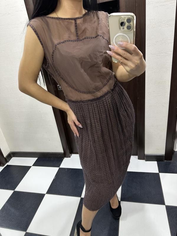image of Bottega Veneta Vintage Midi Dress in Brown, Women's (Size Small)