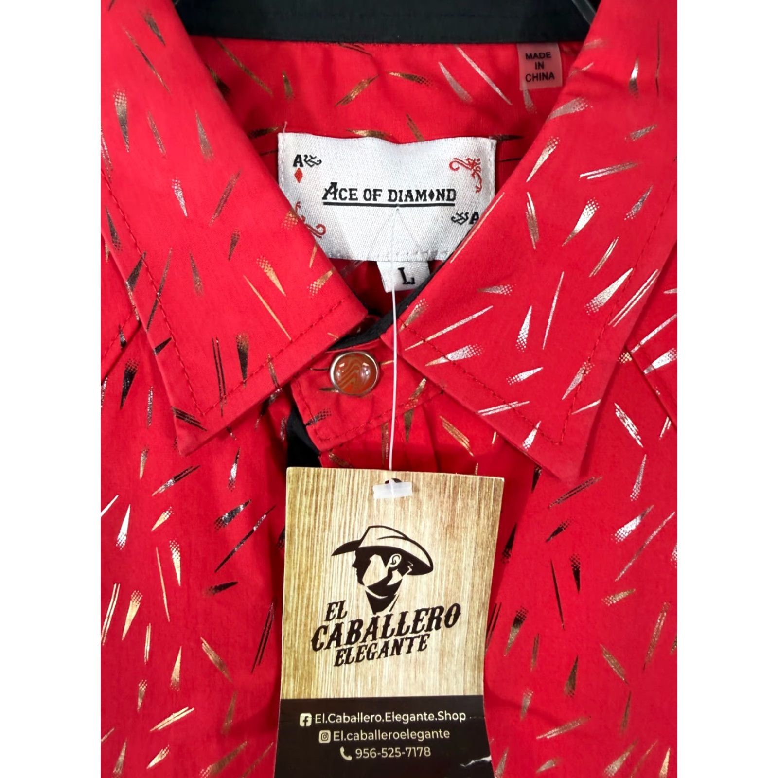 Vintage Ace of Diamond Western Shirt Mens L Red Gold Abstract Geometric Pearl Snap NWT Cowboy NWT (Ace of Diamond) Size US L / EU 52-54 / 3 - 5 Thumbnail