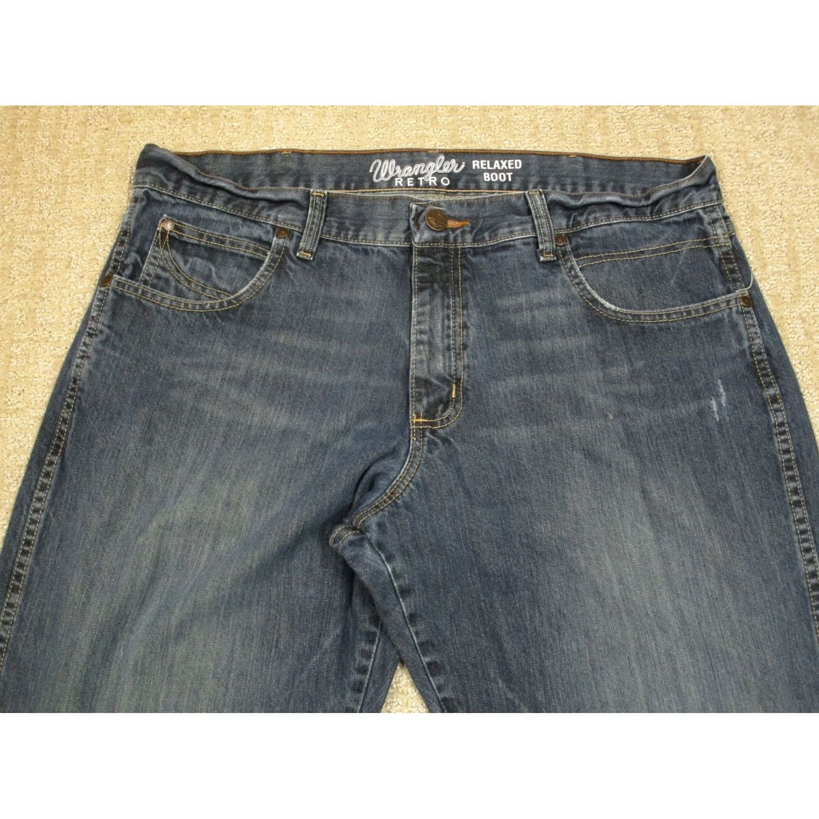 Wrangler Wrangler Retro Jeans Men 36x32 Blue Bootcut Western Denim Cowboy Dark Wash Jeans Mens Wide Leg Relaxed Fit 5-Pocket Size US 36 / EU 52 - 2 Thumbnail