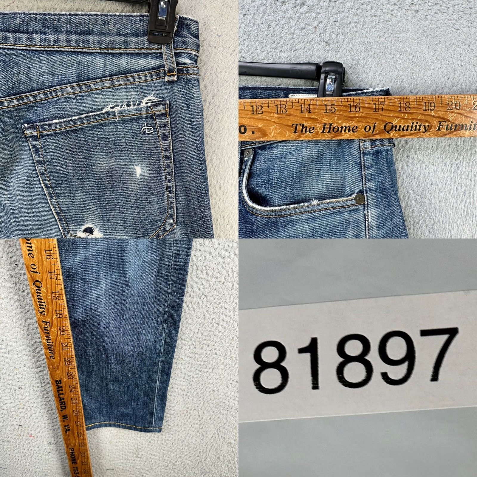 Rag & Bone rag & bone Jeans Slim Fit Mens 33 Blue Distressed 5 Pockets Denim Casual Size US 33 - 8 Thumbnail