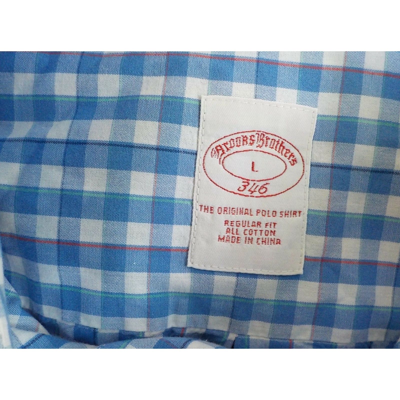 Brooks Brothers BROOKS BROTHERS 346 Cotton Button-Down Shirt Blue/White Checkered SZ L Mens Shirt Size US L / EU 52-54 / 3 - 4 Thumbnail