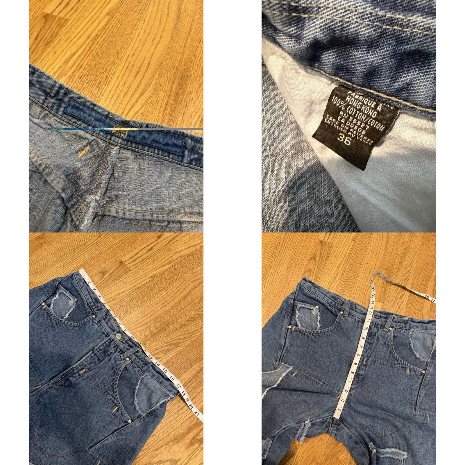 Denime VINTAGE Girbaud Denim Jeans Men’s 36 34x32.5 Patchwork Wide-Leg 90s Hip Hop Vintage Baggy Size US 36 / EU 52 - 8 Thumbnail