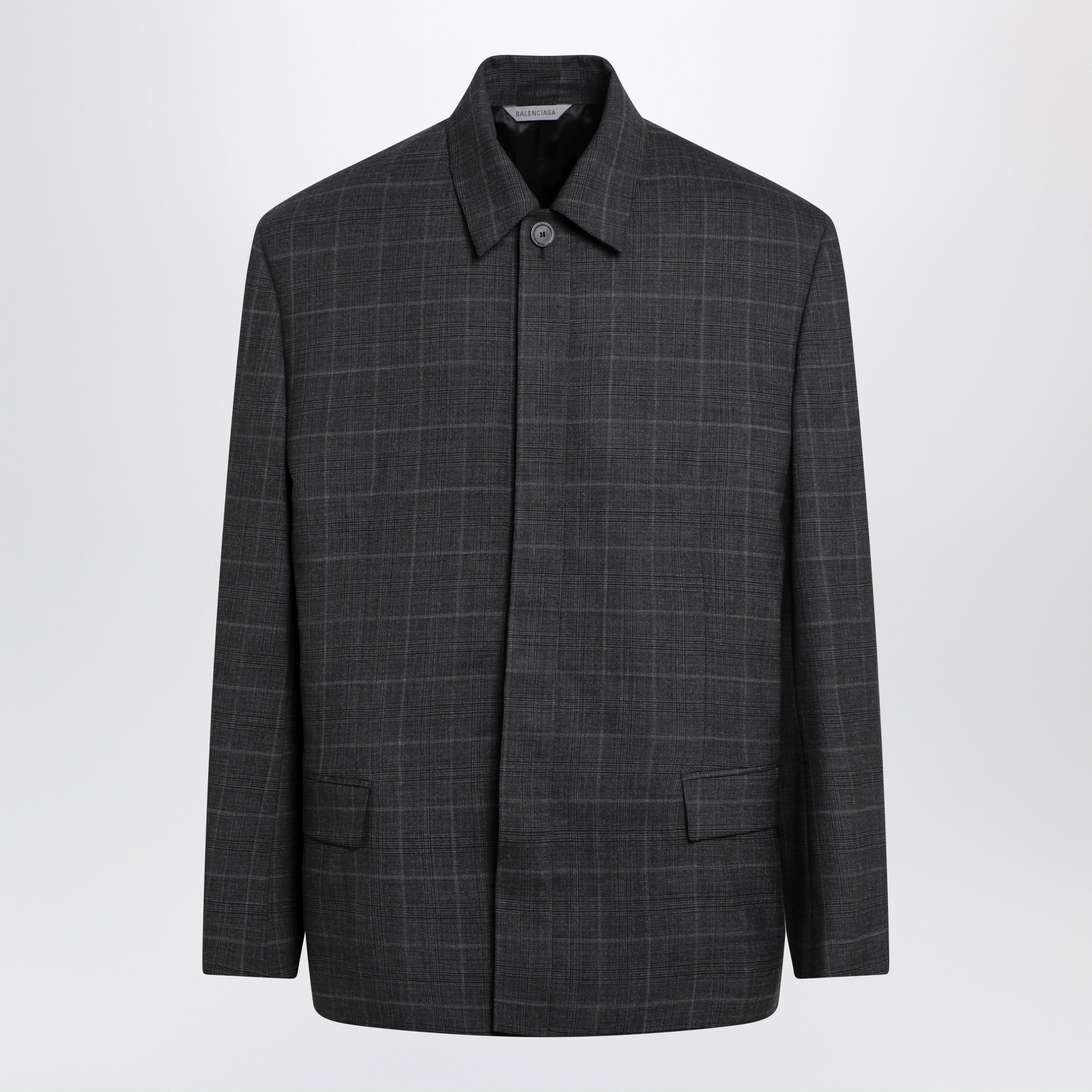 Balenciaga Balenciaga Grey Check Wool Jacket Size US L / EU 52-54 / 3 - 1 Thumbnail
