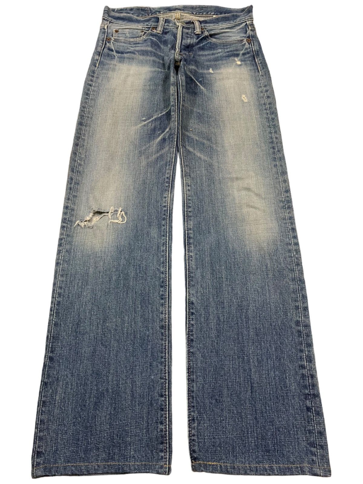 Japanese Brand Vintage Y2K Quadro Medio Button Fly Distressed Grunge Jeans Size US 29 - 1 Thumbnail