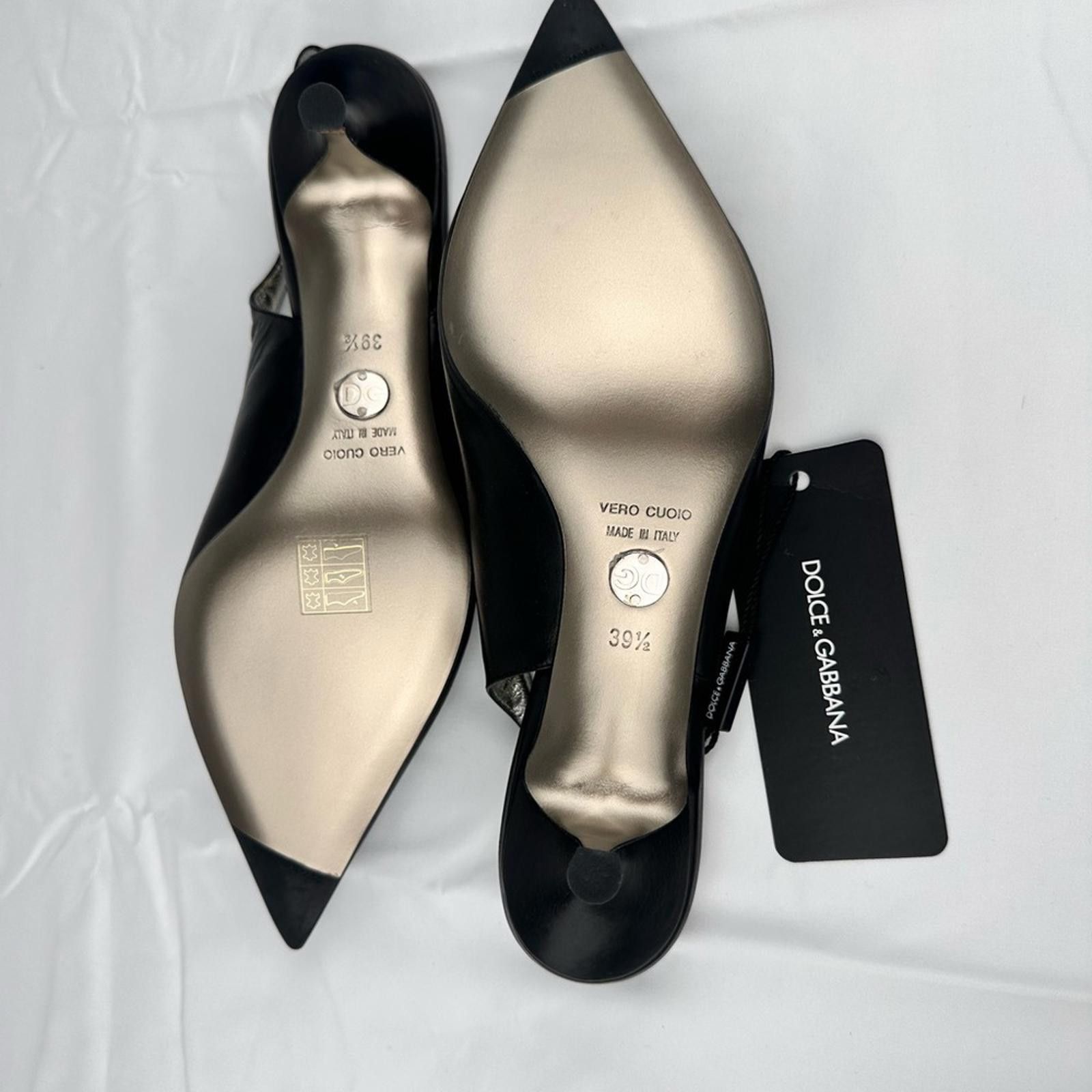 Dolce & Gabbana Vero Cuoio Black Leather Slingback Pumps New EU 39.5 Size US 9 / IT 39 - 4 Thumbnail