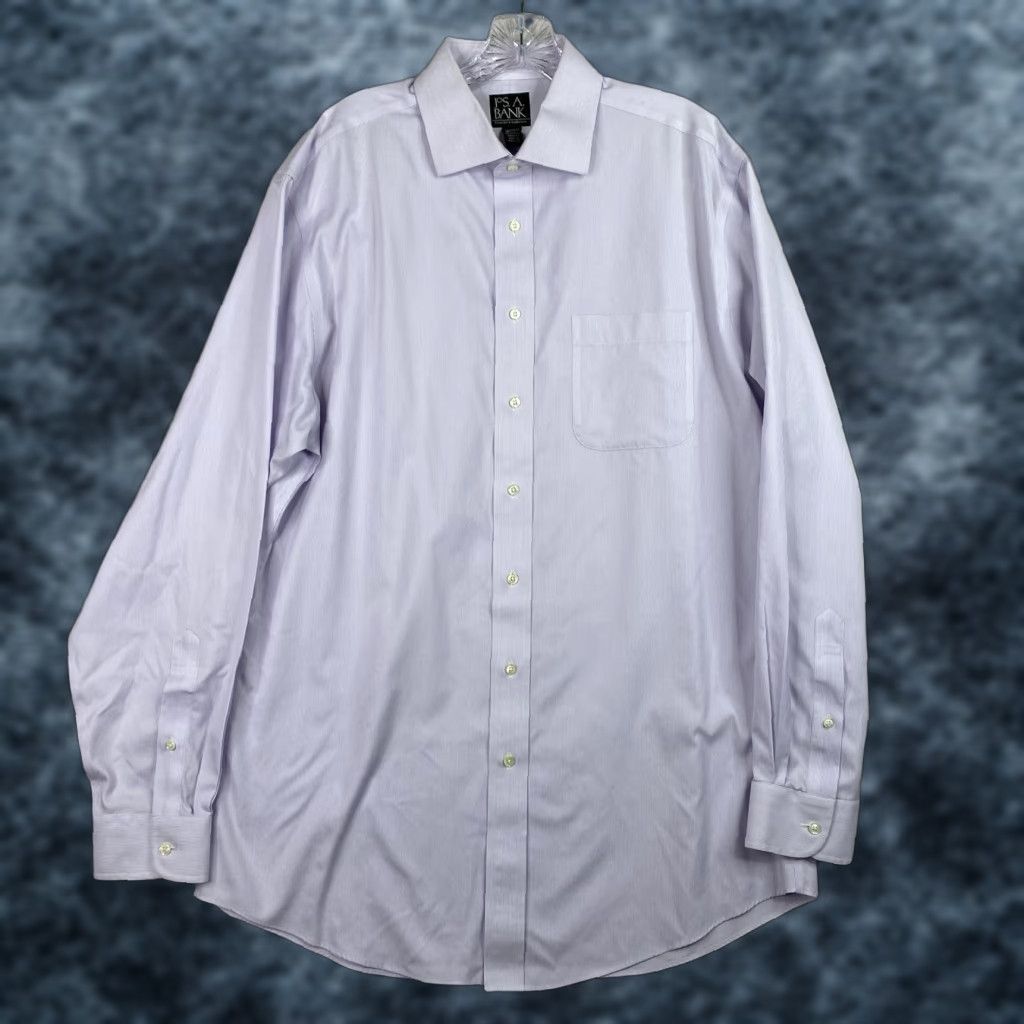 Jos. A. Bank VINTAGE Jos. A. Bank Shirt Travelers Collection Mens 16.5 36 Tailored Purple Stripe Shirt Mens 16.5 36 Purple Stripe Size US XL / EU 56 / 4 - 1 Thumbnail