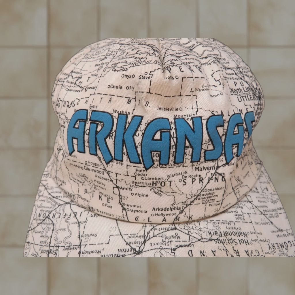 Vintage USA Arkansas Road map Hot springs State adjustable Hat Unisex Adults One Size White 80s 90s Vintage Style Cap Size ONE SIZE - 1 Thumbnail