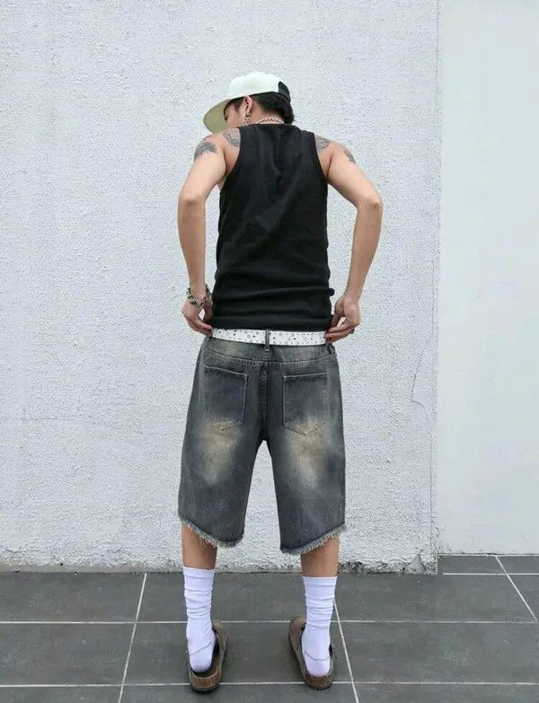 Jean Fujiwara x Koga Distressed Faded Frayed Streetwear Y2K Jorts Size US 32 / EU 48 - 2 Thumbnail