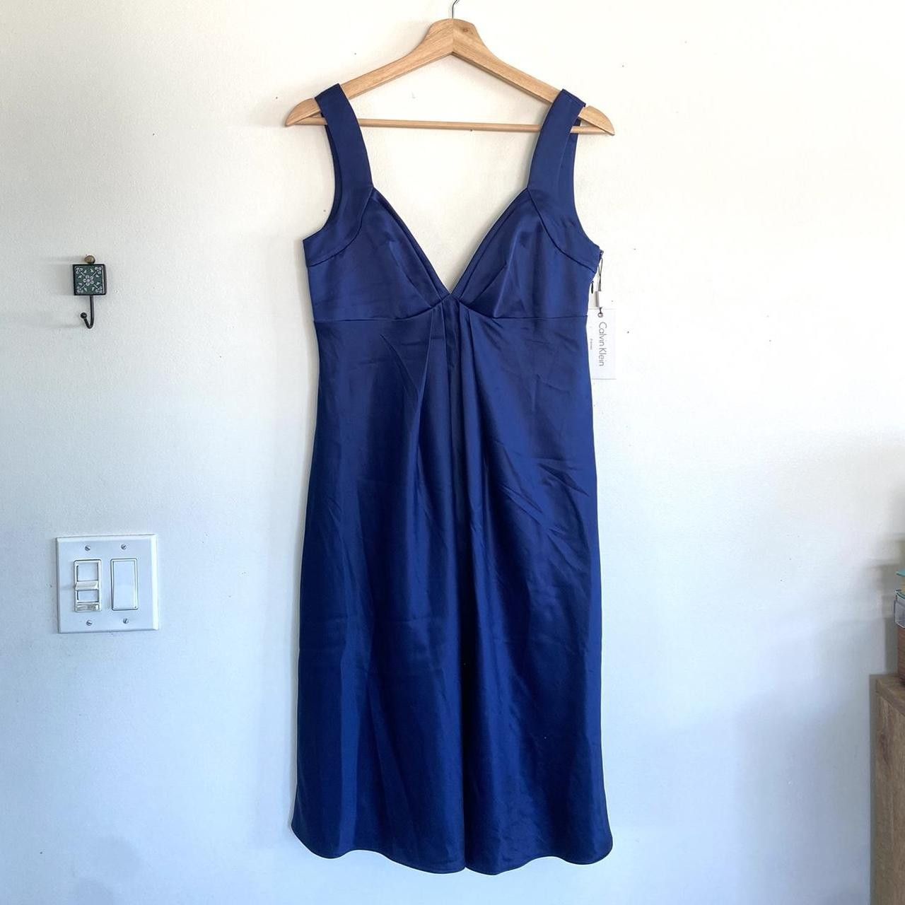 Calvin Klein CALVIN KLEIN NWT NAVY BLUE MIDI WOMENS 6 DRESS SILKY Y2K Size M / US 6-8 / IT 42-44 - 2 Thumbnail