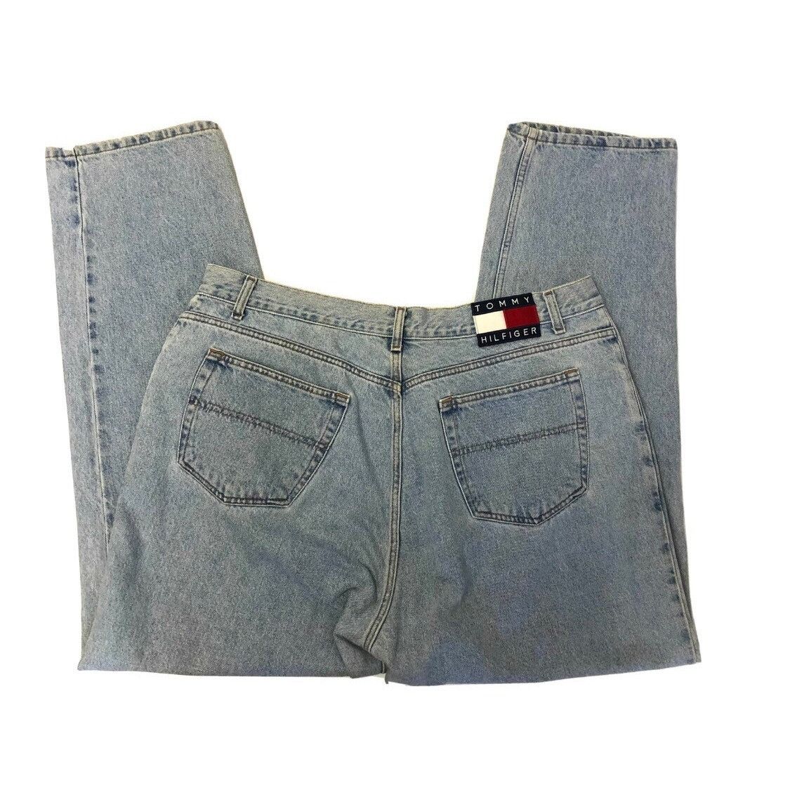 Tommy Hilfiger 90’s Y2K FLAG Logo ACID Wash BAGGY Hip Hop Blue Jeans 38 Size US 38 / EU 54 - 4 Thumbnail