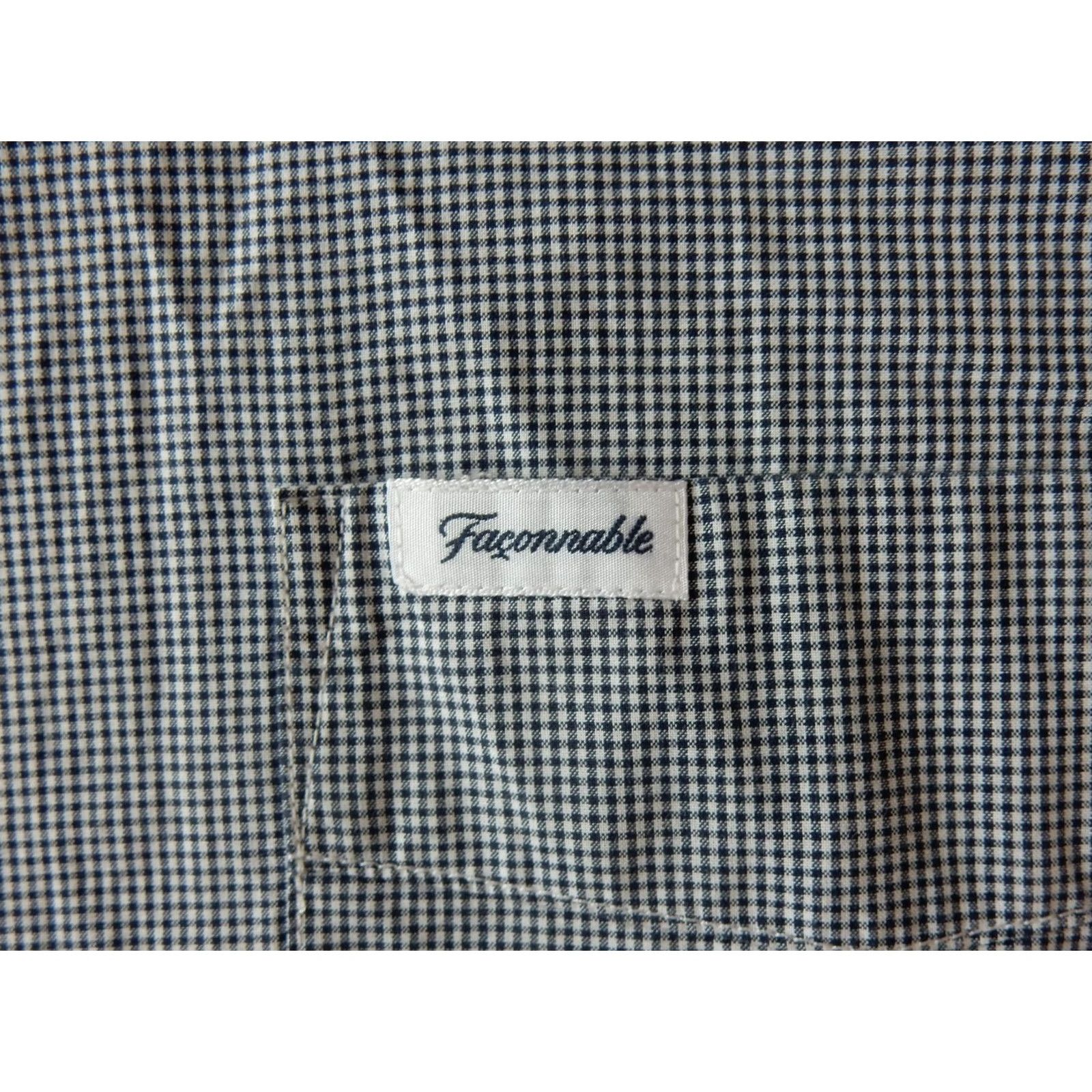 Faconnable Façonnable Men’s Short Sleeve Button-Up Shirt XL Blue Cotton Check Shirt Size US XL / EU 56 / 4 - 2 Thumbnail