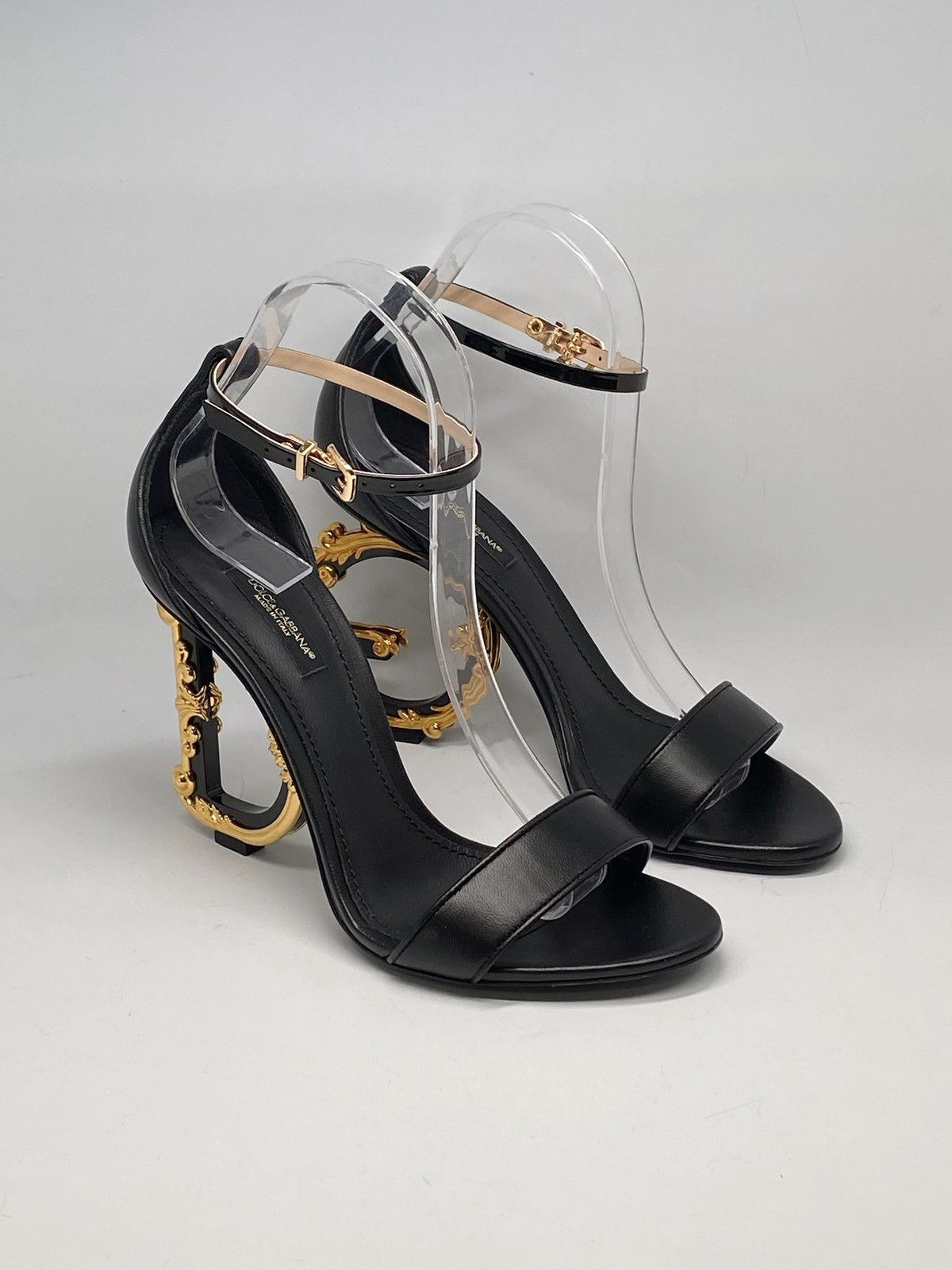 Dolce & Gabbana Dolce&Gabbana Sculpted-Heel DG Leather Sandals size 38 Size US 8 / IT 38 - 2 Thumbnail