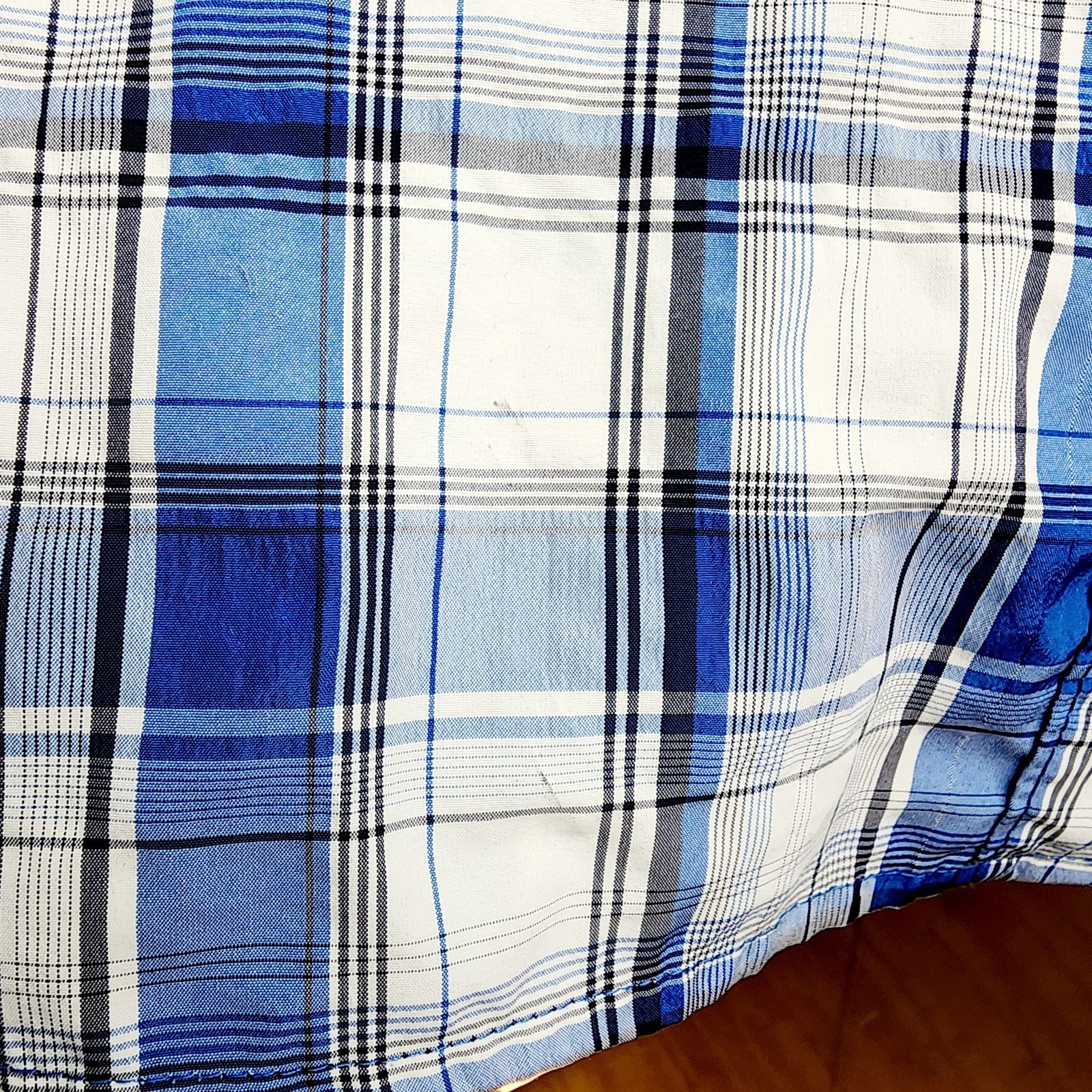 Wrangler Wrangler Men's Blue Plaid Short Sleeve Button Front Shirt Size US XXL / EU 58 / 5 - 7 Thumbnail