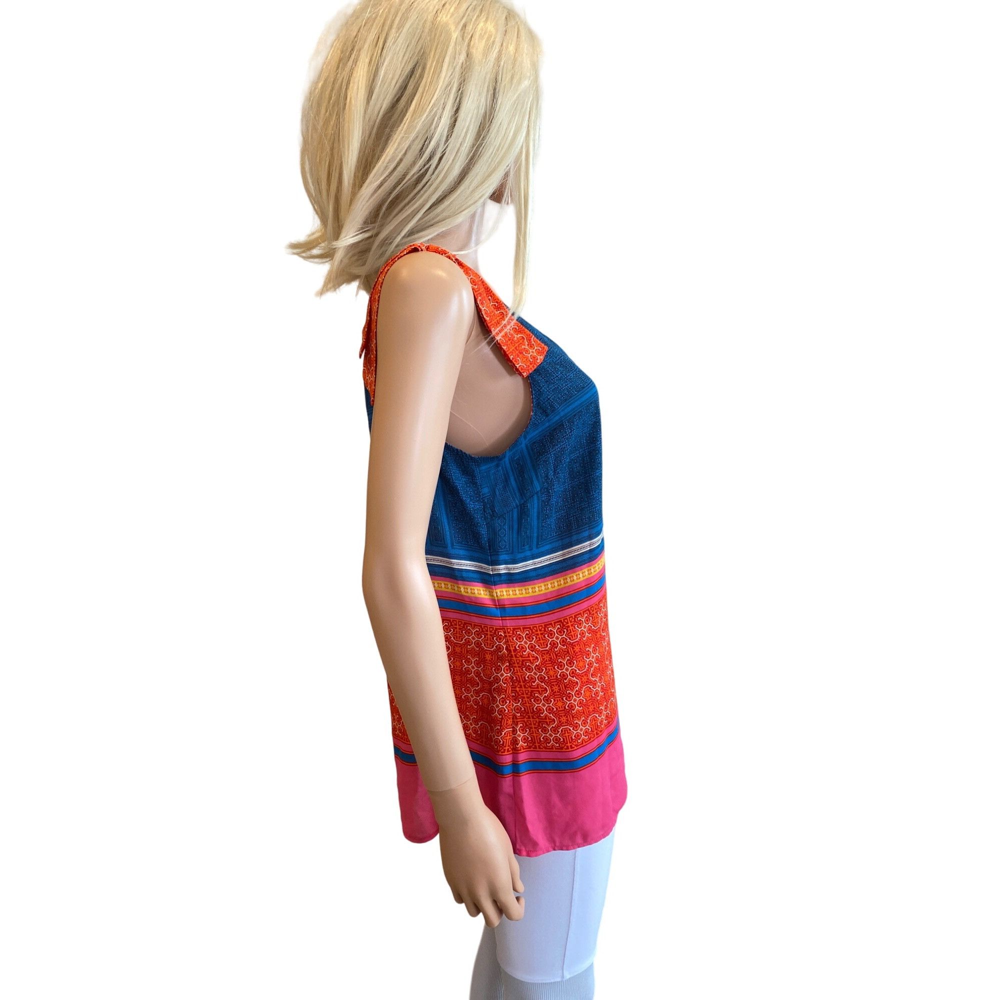 Designer CAbi Shoulder Tie Top Tunic #5787 Nomad Multicolor Print Wom Size M / US 6-8 / IT 42-44 - 6 Thumbnail