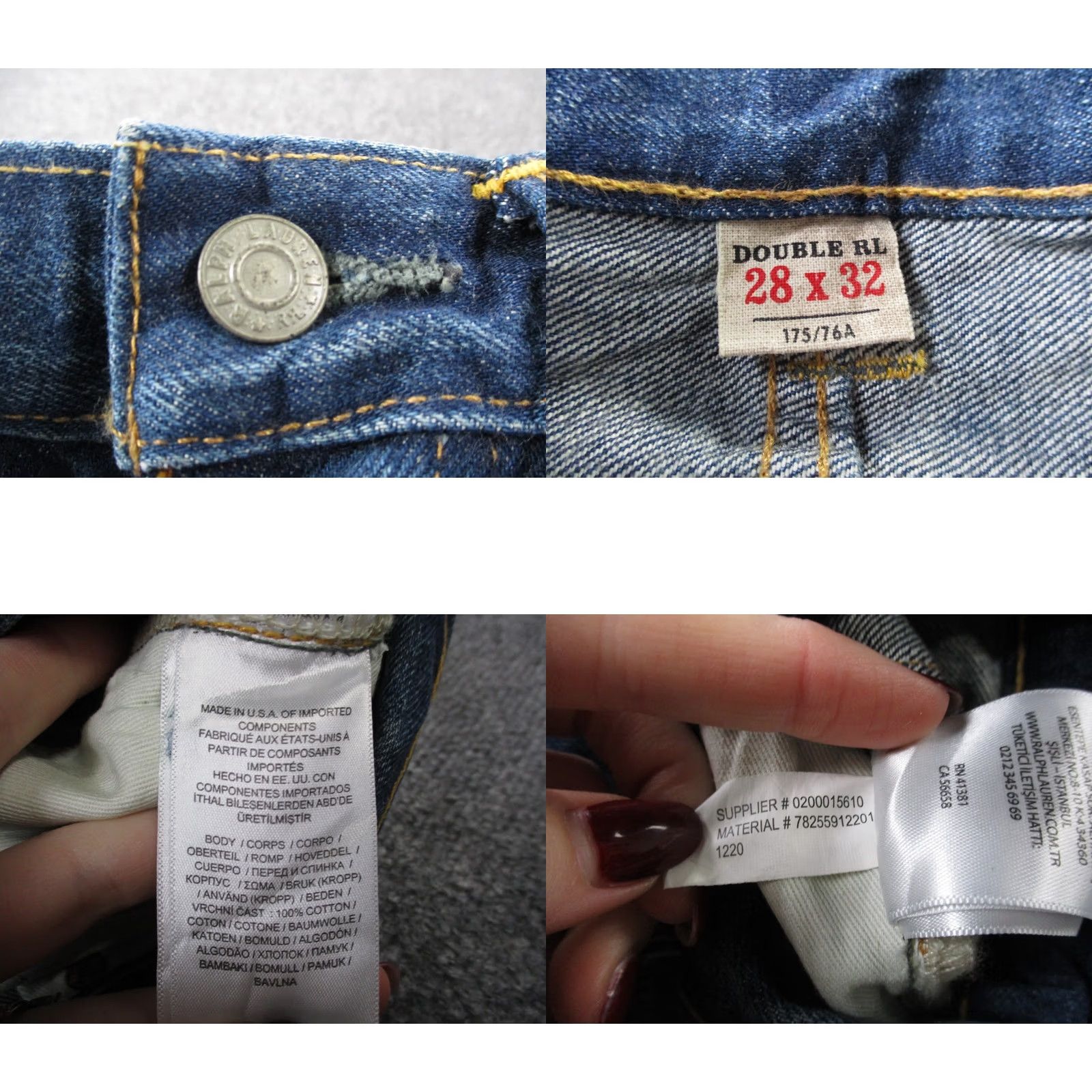 Vintage RRL Ralph Lauren Jeans Men 28 X 32 Denim Slim Straight Selvedge Stretch Size US 28 / EU 44 - 8 Thumbnail