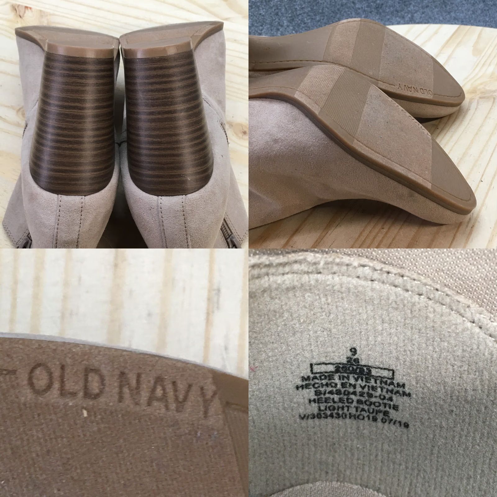 Old Navy Old Navy Boots Womens 9 Ankle Booties Block Heels Side Zips Beige Faux Suede Boots Size US 9 / IT 39 - 9 Thumbnail