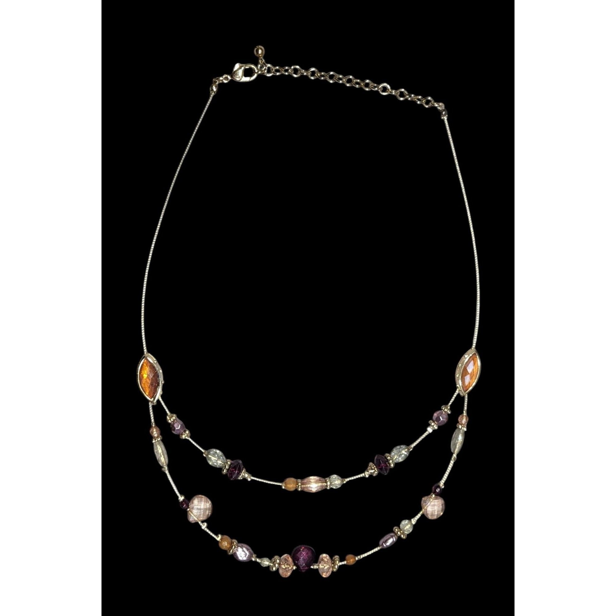 Other Whimsical Purple And Gold Tone Floating Multilayer Necklace Size ONE SIZE - 1 Thumbnail