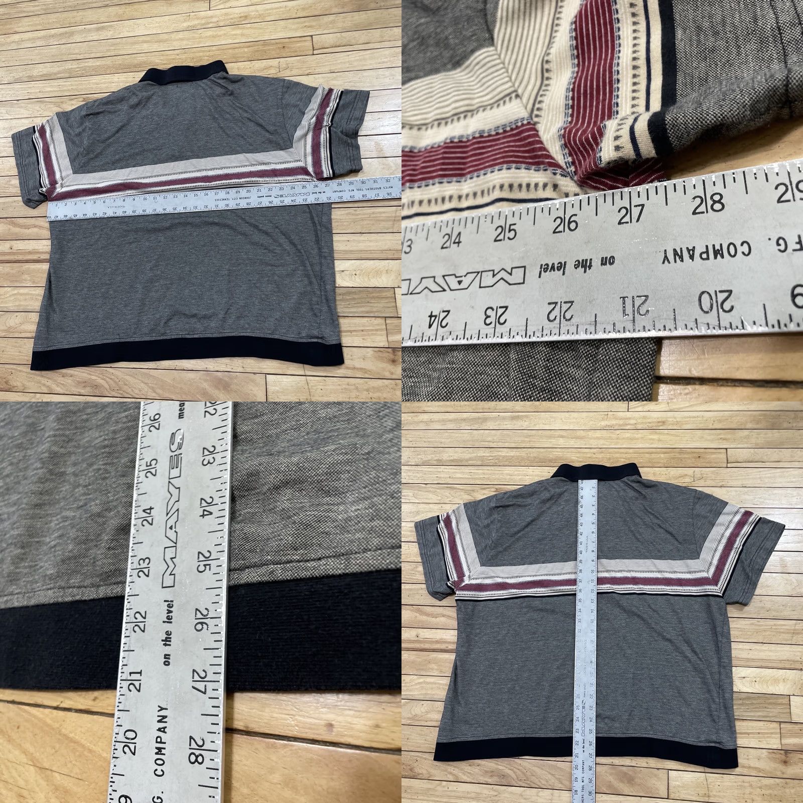 Vintage VINTAGE Knightsbridge Polo Shirt Men 3XL Gray Southwestern Aztec Red Stripe Shirt Polo Short Sleeve Knit Cotton Blend Geometric 90s Mens Size US XXL / EU 58 / 5 - 8 Thumbnail