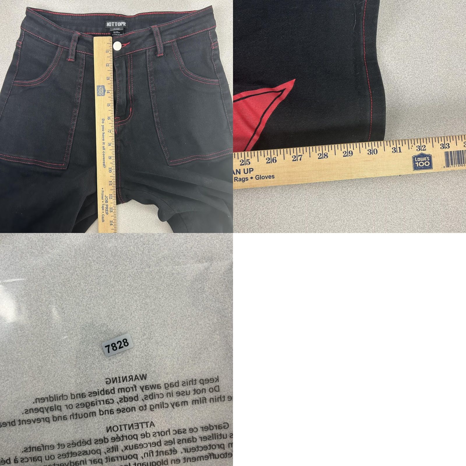 Hot Topic Hot Topic Jeans Womens Med 29x31 Black High Rise Wide Leg Cargo Star Punk Denim Size 32" / US 10 / IT 46 - 9 Thumbnail