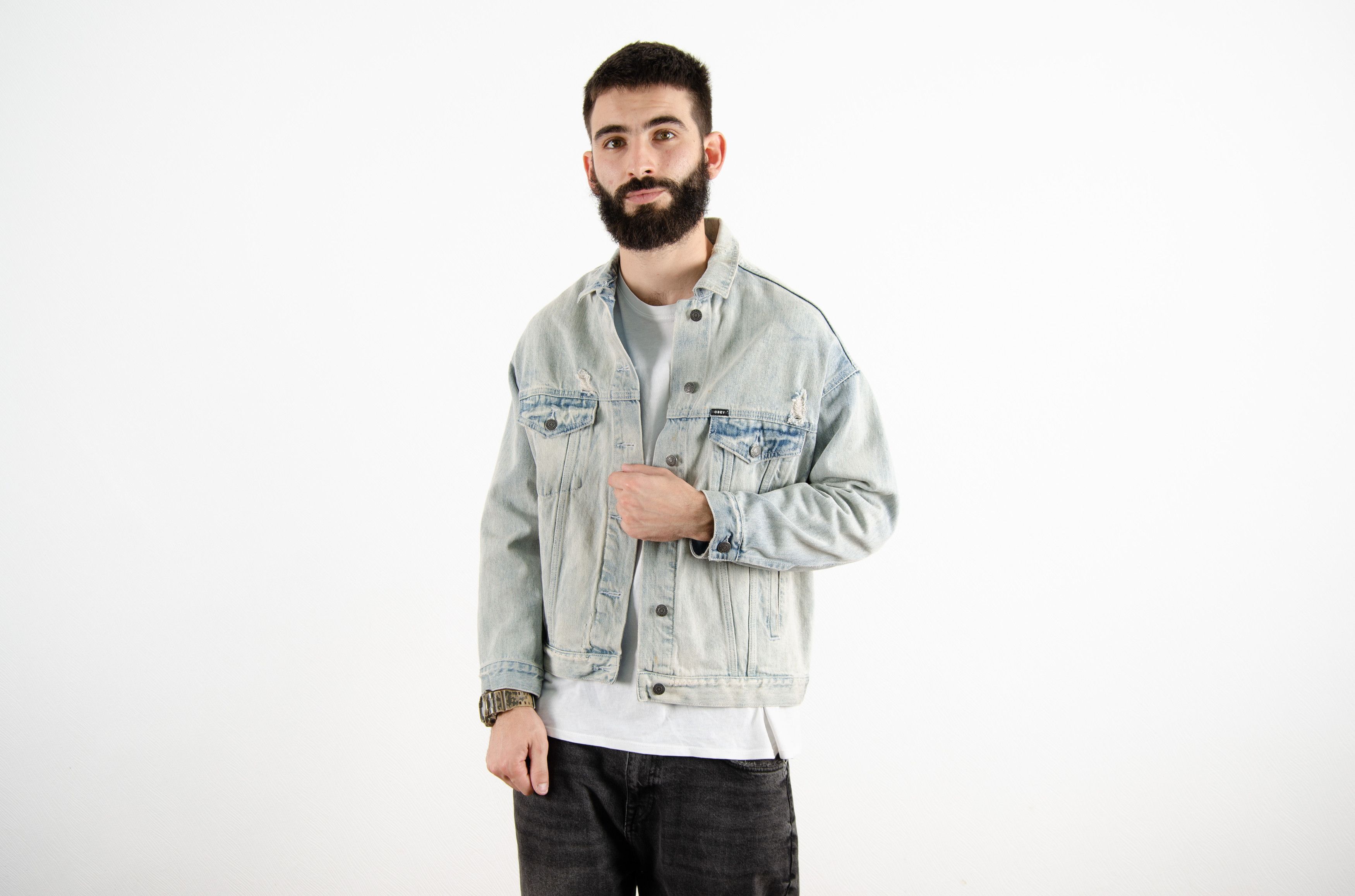 Obey Obey X Debbie Harry Oversized Washed Blue Denim Jacket Size US M / EU 48-50 / 2 - 3 Thumbnail