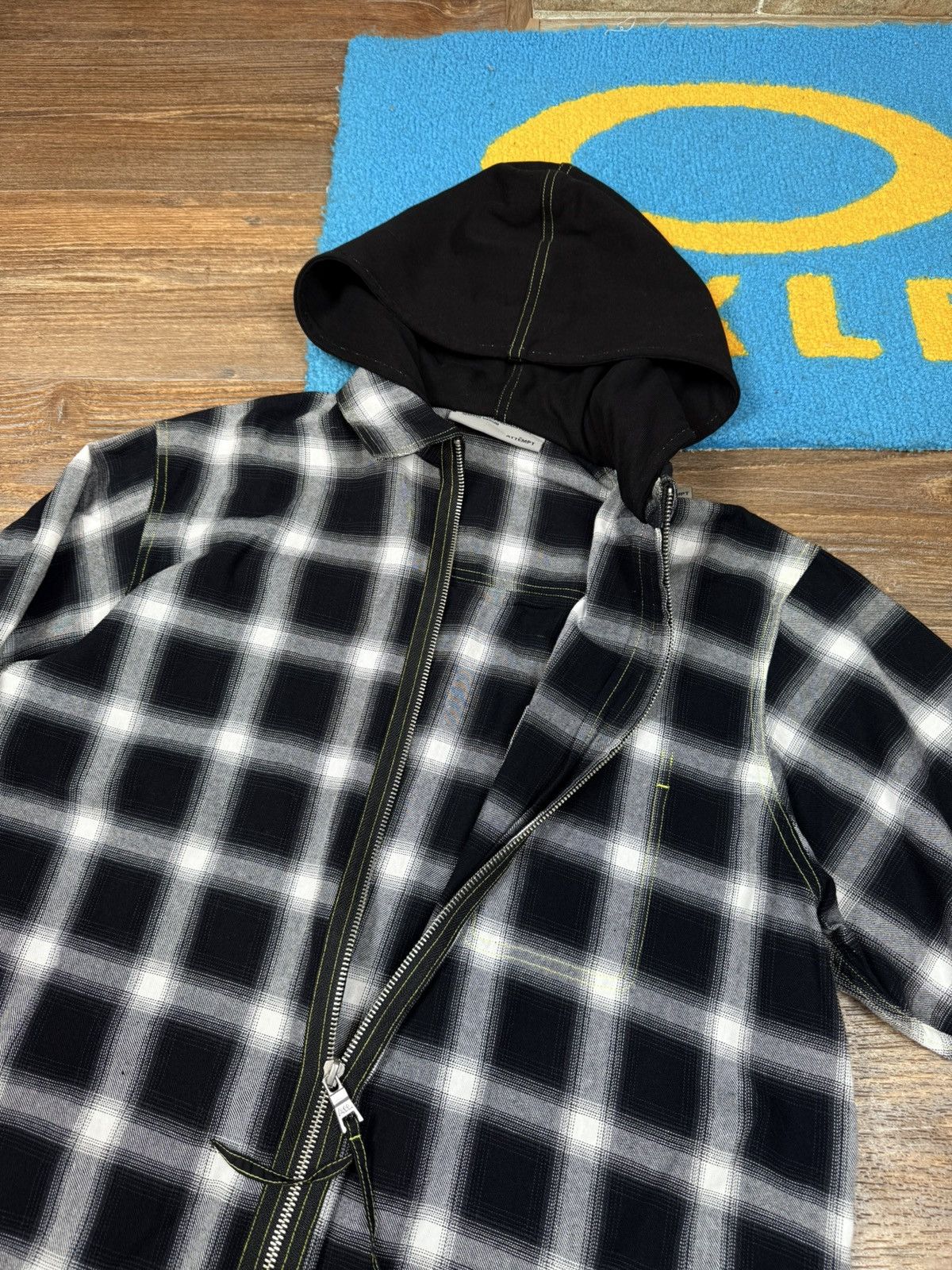 Japanese Brand × Vintage Attempt Checked Zip Hooded Shirt Jacket Size US M / EU 48-50 / 2 - 10 Thumbnail
