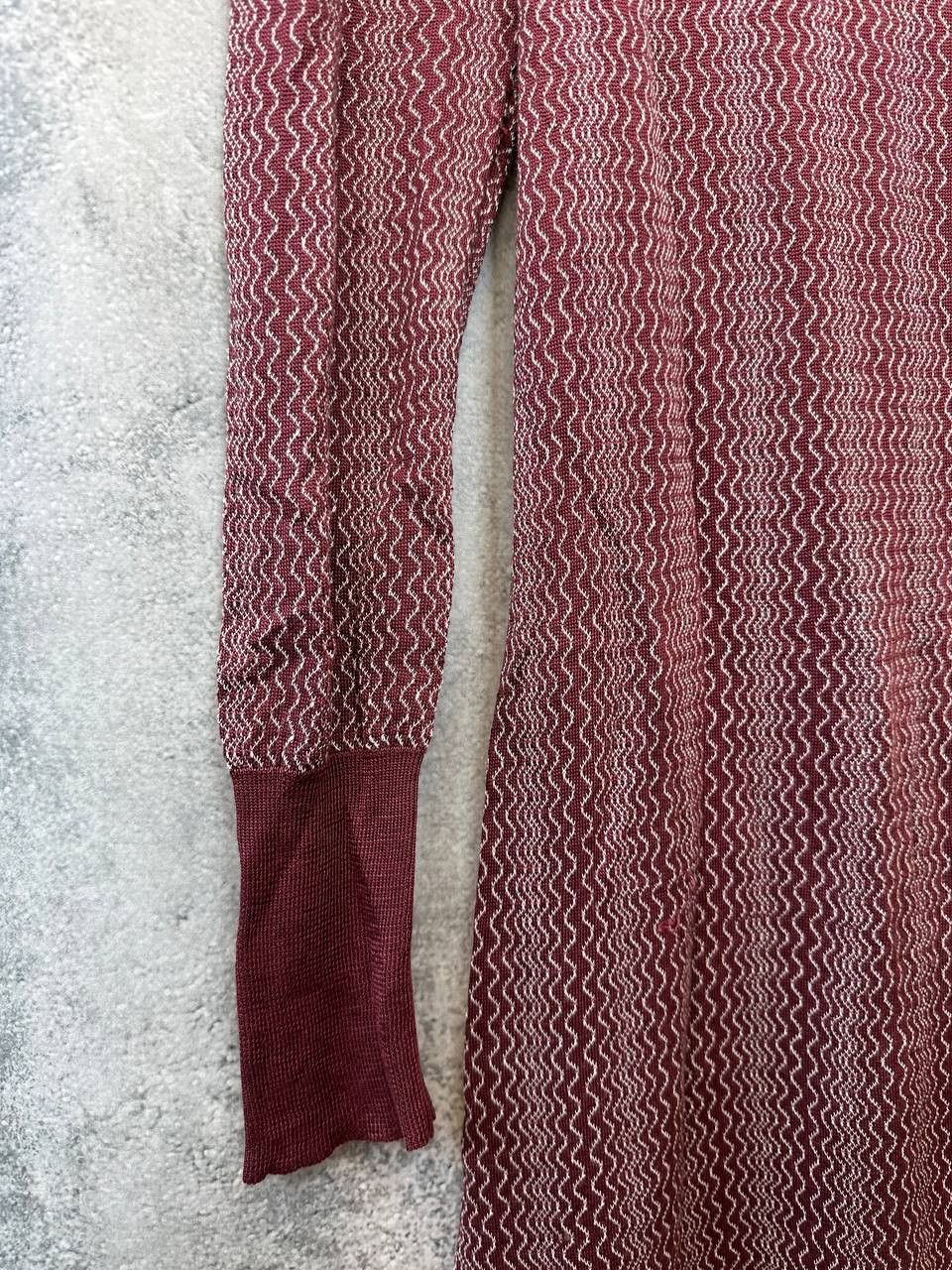 Prada Prada Knit Sheer Maxi Dress Burgundy Zigzag Pattern Italy Size L / US 10 / IT 46 - 8 Thumbnail
