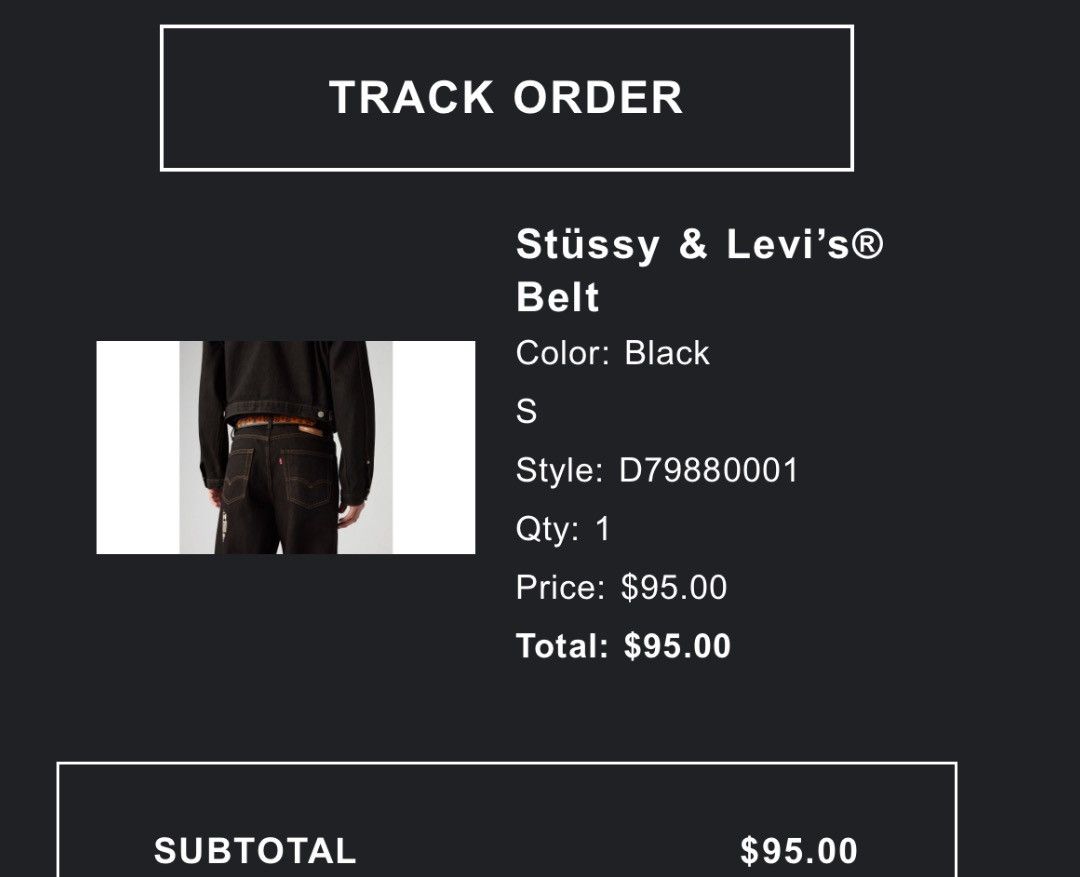 Stussy x Levi's Belt Black Size S M - 小物
