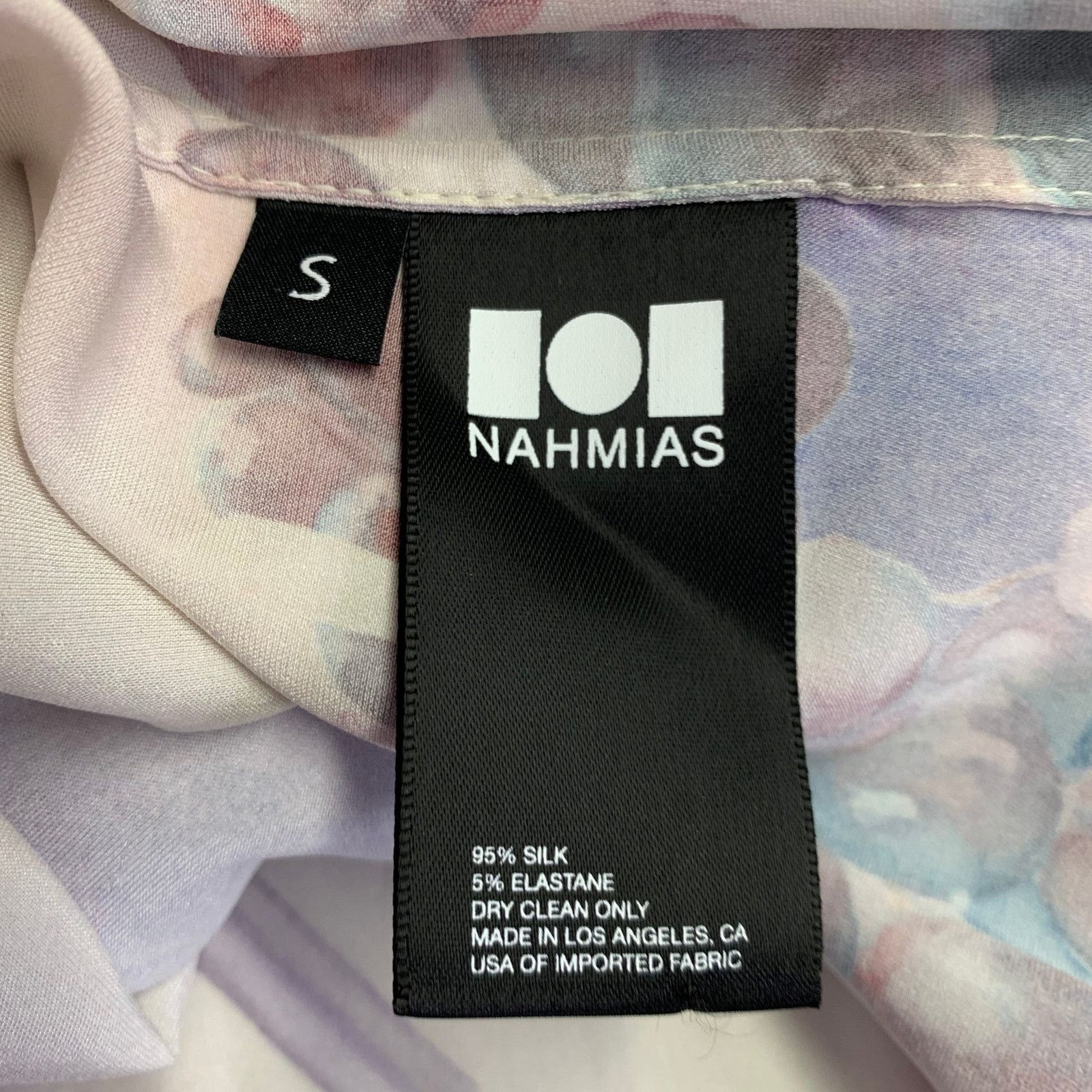 Nahmias S Grape Swishers Purple Beige Print Silk Blend Short Sleeve Size US S / EU 44-46 / 1 - 6 Thumbnail