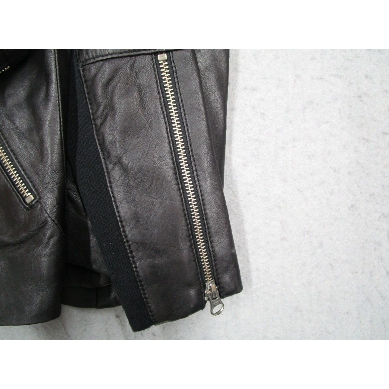 Vintage Trouve Jacket Women Extra Small Brown Leather Full Zip Bomber Sleeves Zip Size XS / US 0-2 / IT 36-38 - 4 Thumbnail
