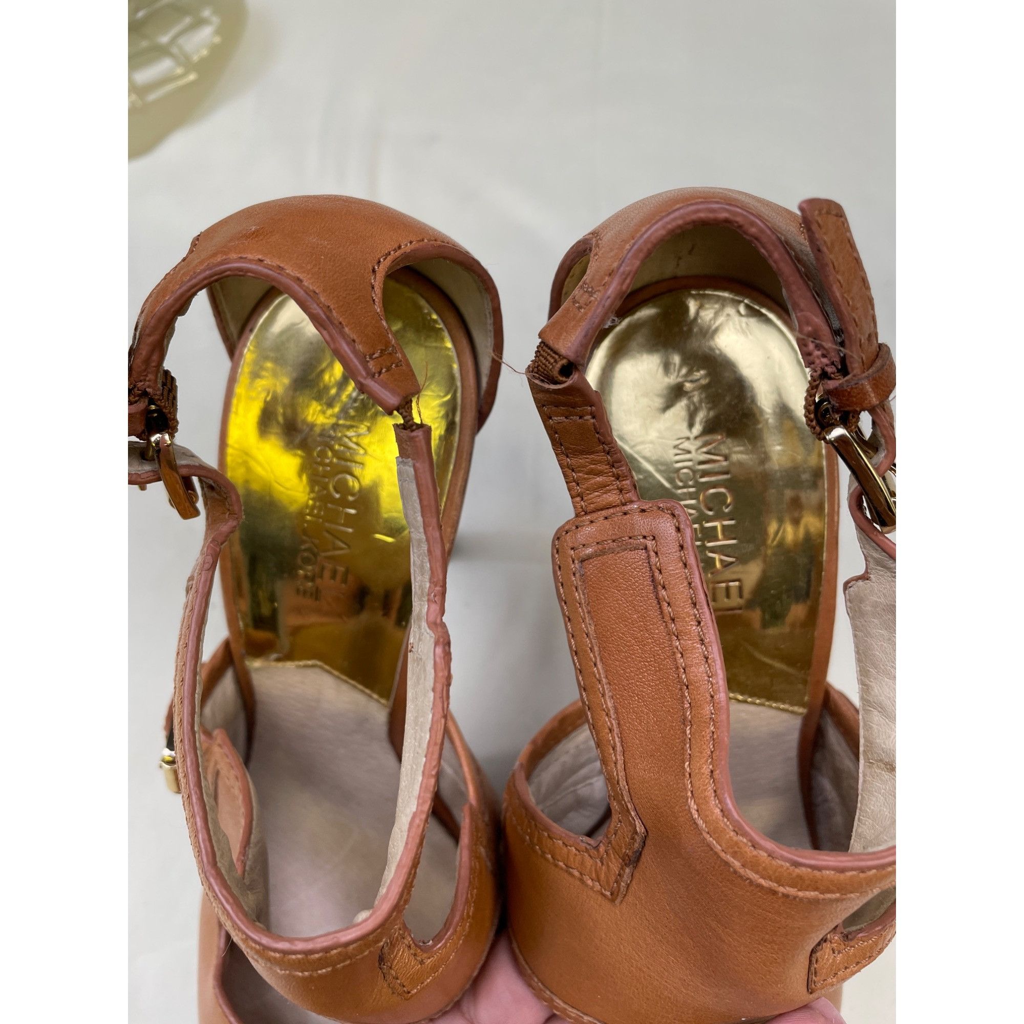 Michael Kors Michael Kors Women's Tan Leather Shoes/ Heels 4.5" Size 8M S Size US 8 / IT 38 - 6 Thumbnail