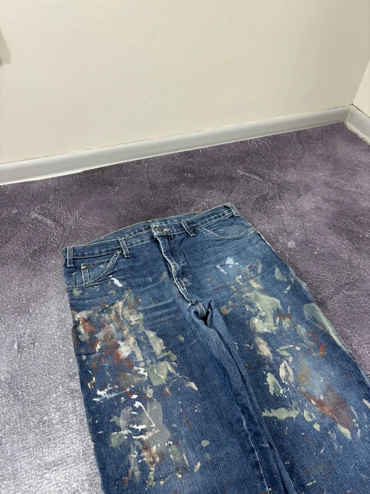 Dickies × Vintage Vintage Dickies USA Painted Blue Denim Y2K Skate Baggy Jeans Size US 34 / EU 50 - 10 Thumbnail