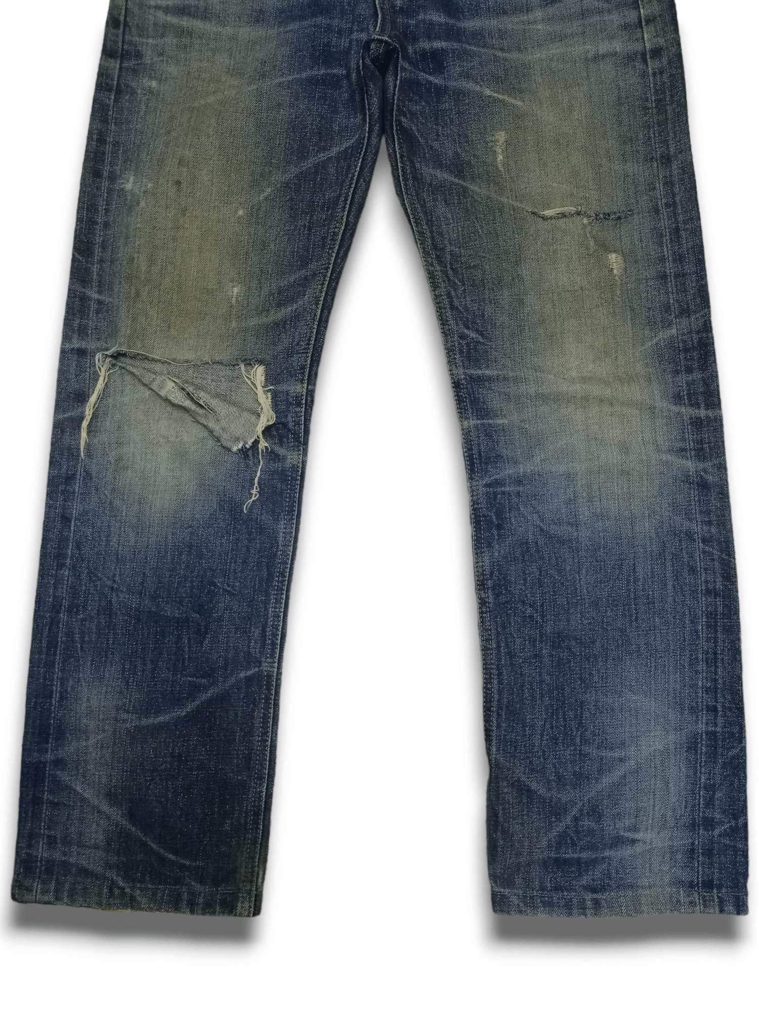 Japanese Brand Vintage BILLVAN Mud Wash Distressed Selvedge Loose Jeans Size US 31 - 10 Thumbnail