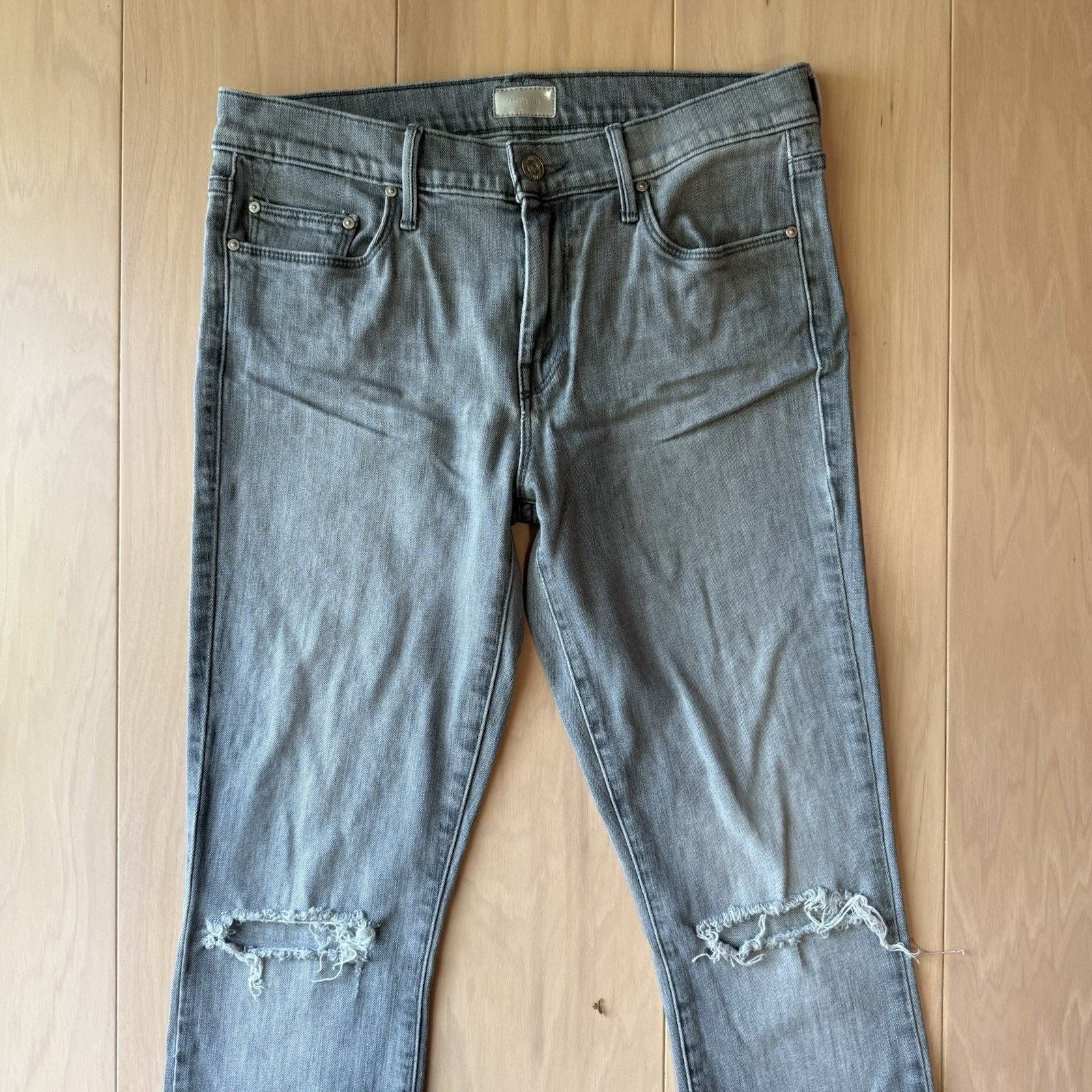 MOTHER Mother Looker Jeans Women's 29 Gray Distressed Boho Party Size 29" - 3 Thumbnail