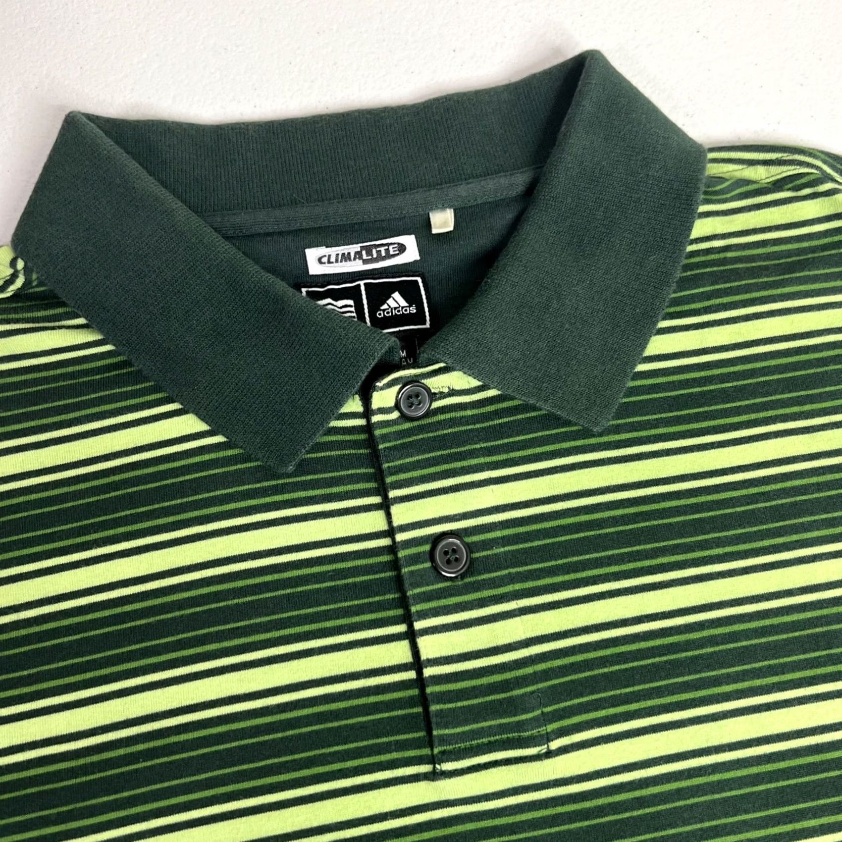 Adidas Adidas Climalite Mens Striped Golf Polo Shirt L Green Cotton Polyester Knit Short Sleeve Polo Size US L / EU 52-54 / 3 - 3 Thumbnail