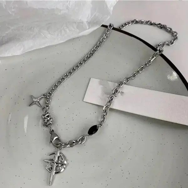 Jewelry Black Crystal Star Light Moon Chain Necklace Size ONE SIZE - 8 Thumbnail