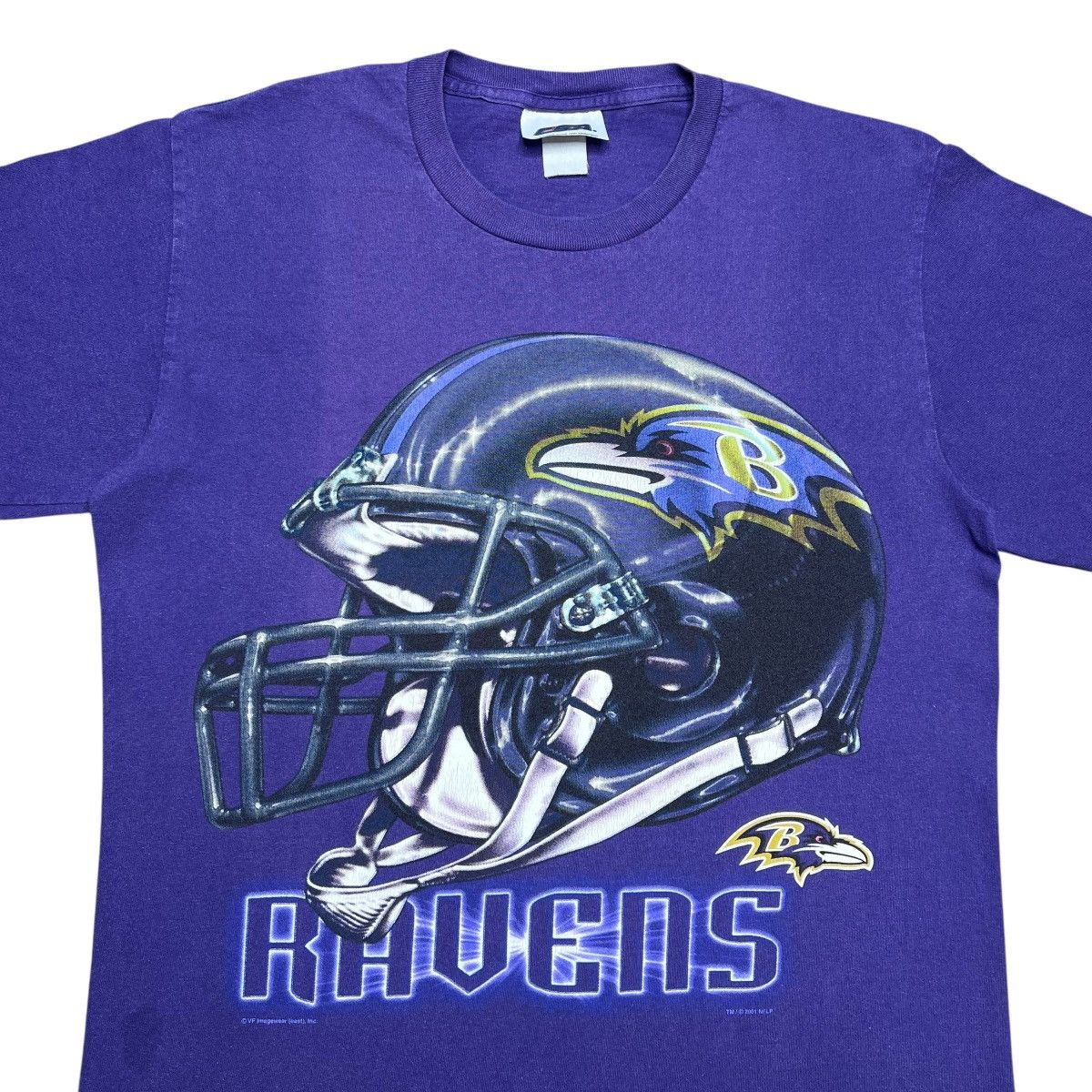 NFL Vintage 2001 NFL Baltimore Ravens Helmet 3D Spell Out Tee Size US L / EU 52-54 / 3 - 4 Thumbnail