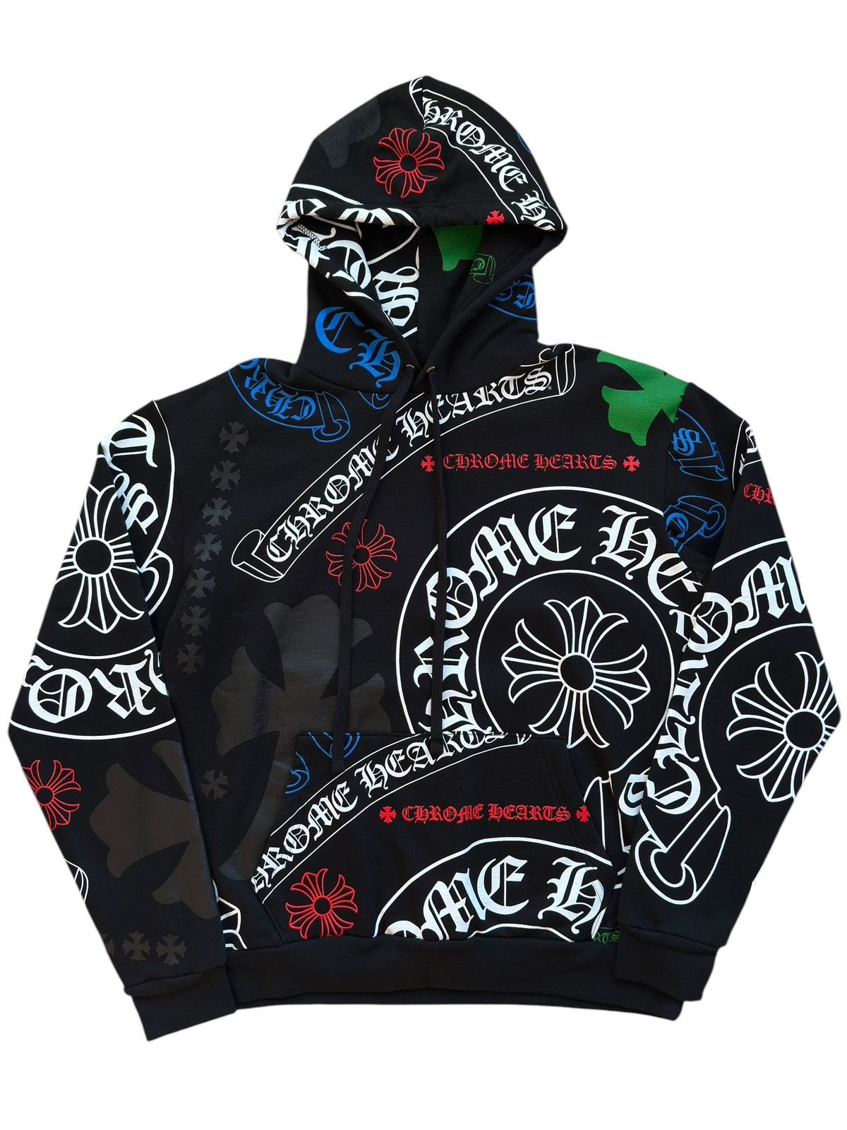 【Chrome Hearts】Shoulder Logo Hoodie★フーディ★Black Chrome Hearts Cemetery Cross All Over Print Logo Hoodie Black