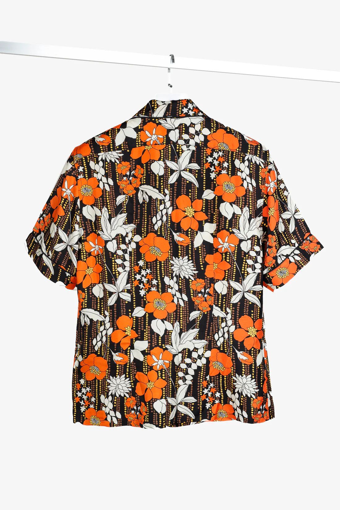 Prada Prada Cruise 2019 Orange Silk Hawaiian Print Bowling Shirt Size US S / EU 44-46 / 1 - 2 Thumbnail