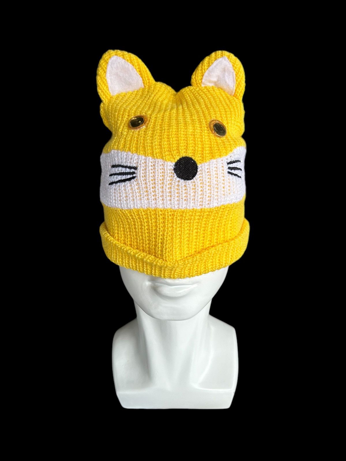 Japanese Brand × Kapital × Vintage Bunny Horn Devil Knitt Unknow Cartoon Anime Japan Beanie Hat Size ONE SIZE - 2 Thumbnail