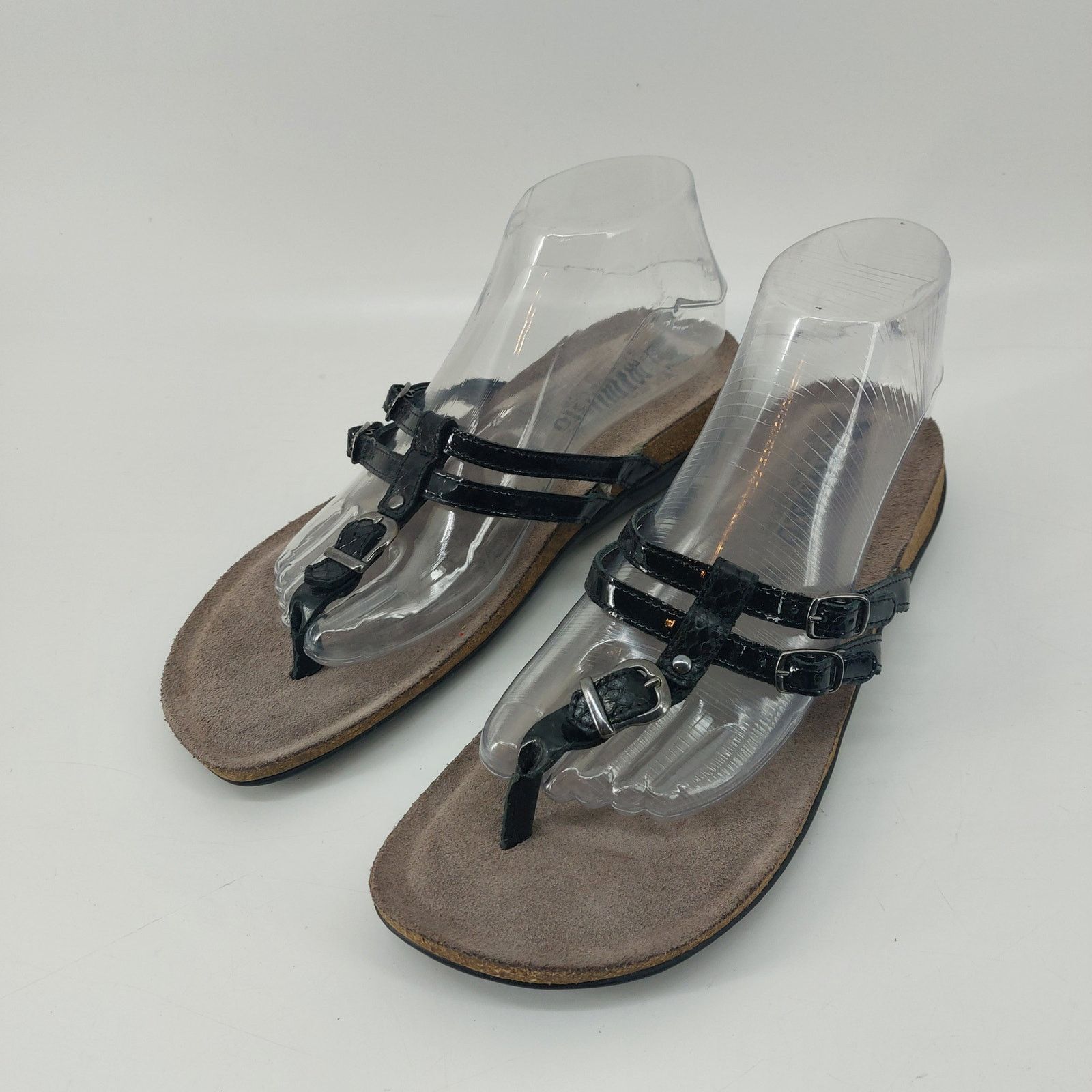 Mephisto Mephisto Womens Black Patent Leather Thong Sandals 10 EUR 40 Size US 10 / IT 40 - 6 Thumbnail