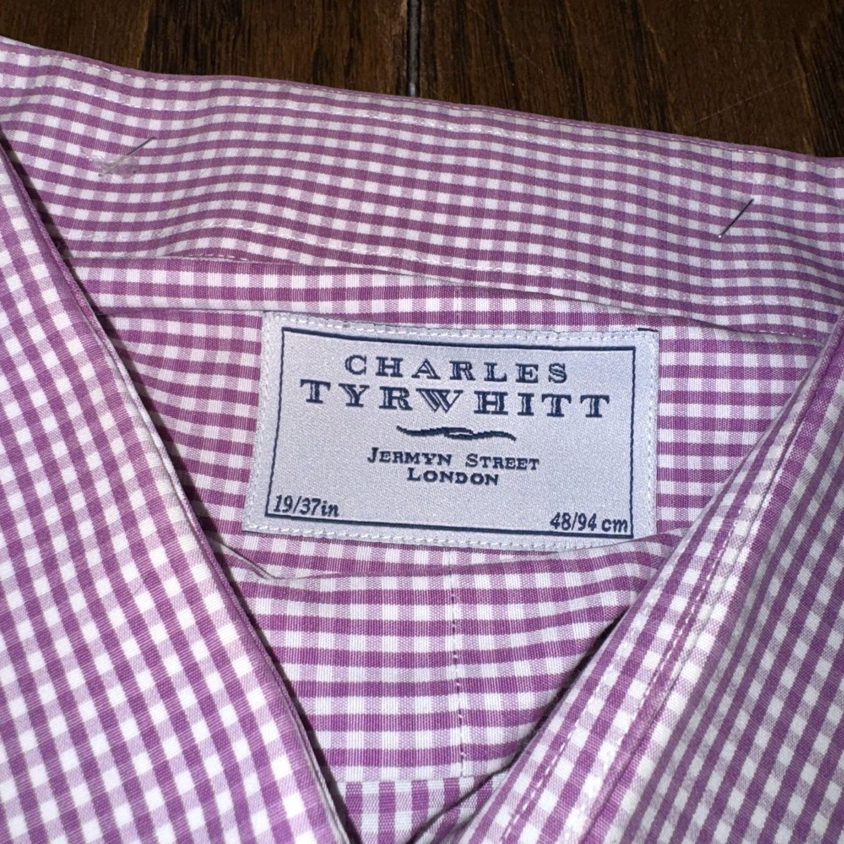 Charles Tyrwhitt Charles Tyrwhitt Button Down Shirt Purple White 19/37 48/94 Dress Shirt Size US M / EU 48-50 / 2 - 2 Thumbnail