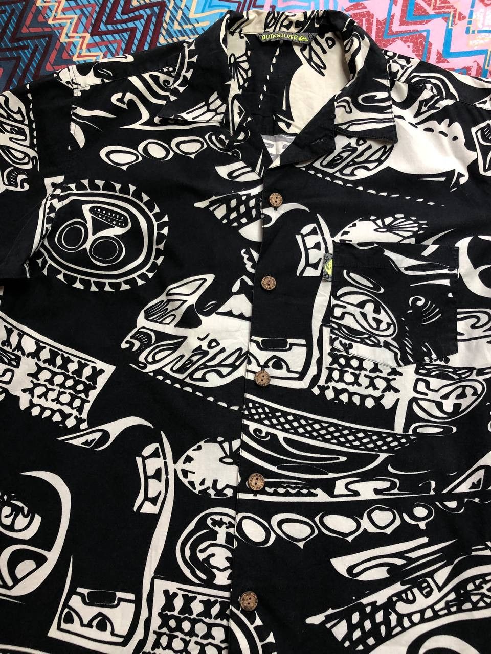 Quiksilver × Vintage Vintage Quicksilver Logo All Over Print Short Sleeve Shirt Size US S / EU 44-46 / 1 - 10 Thumbnail